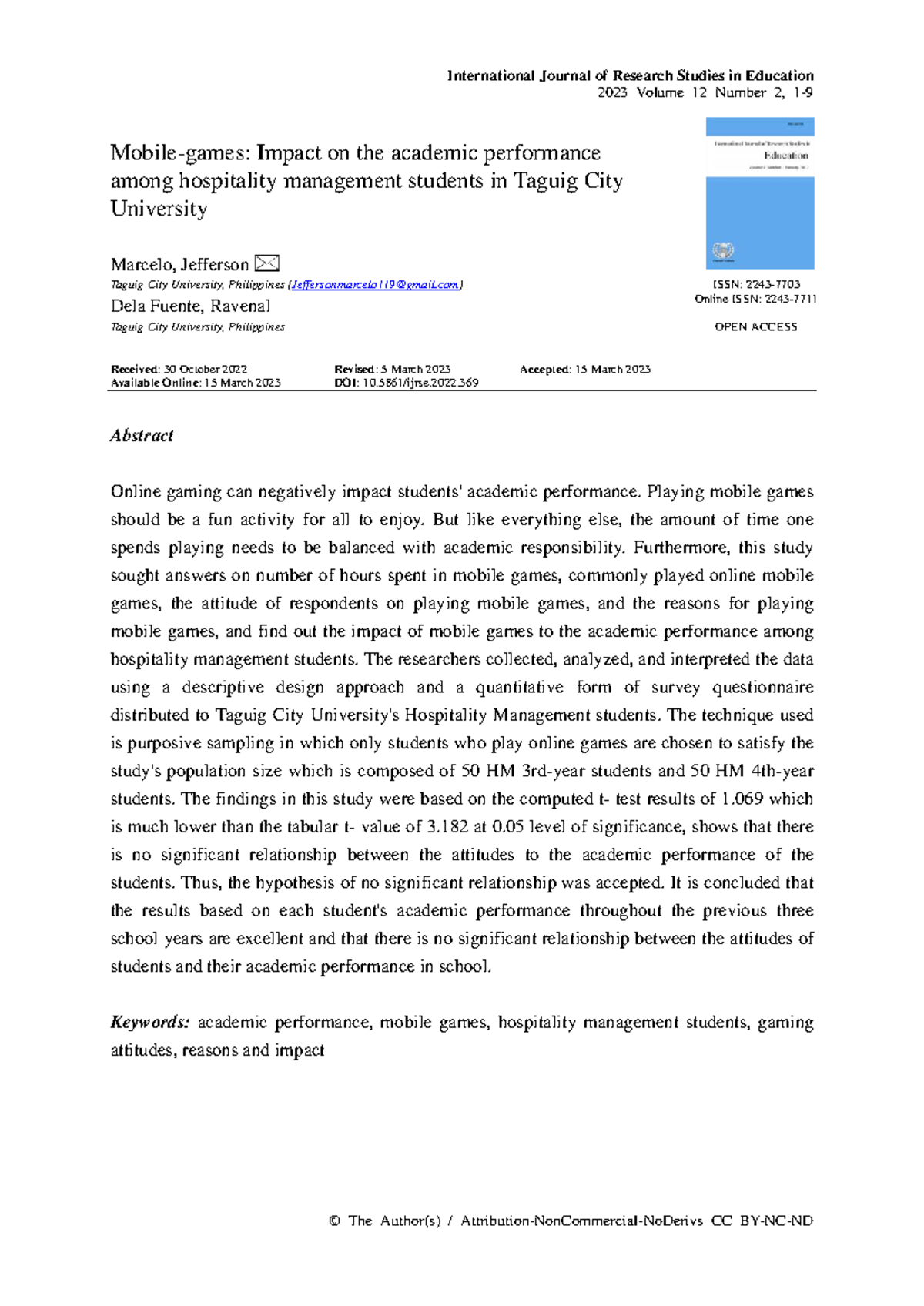 Mobile games Impact on the academic perf - International Journal of ...