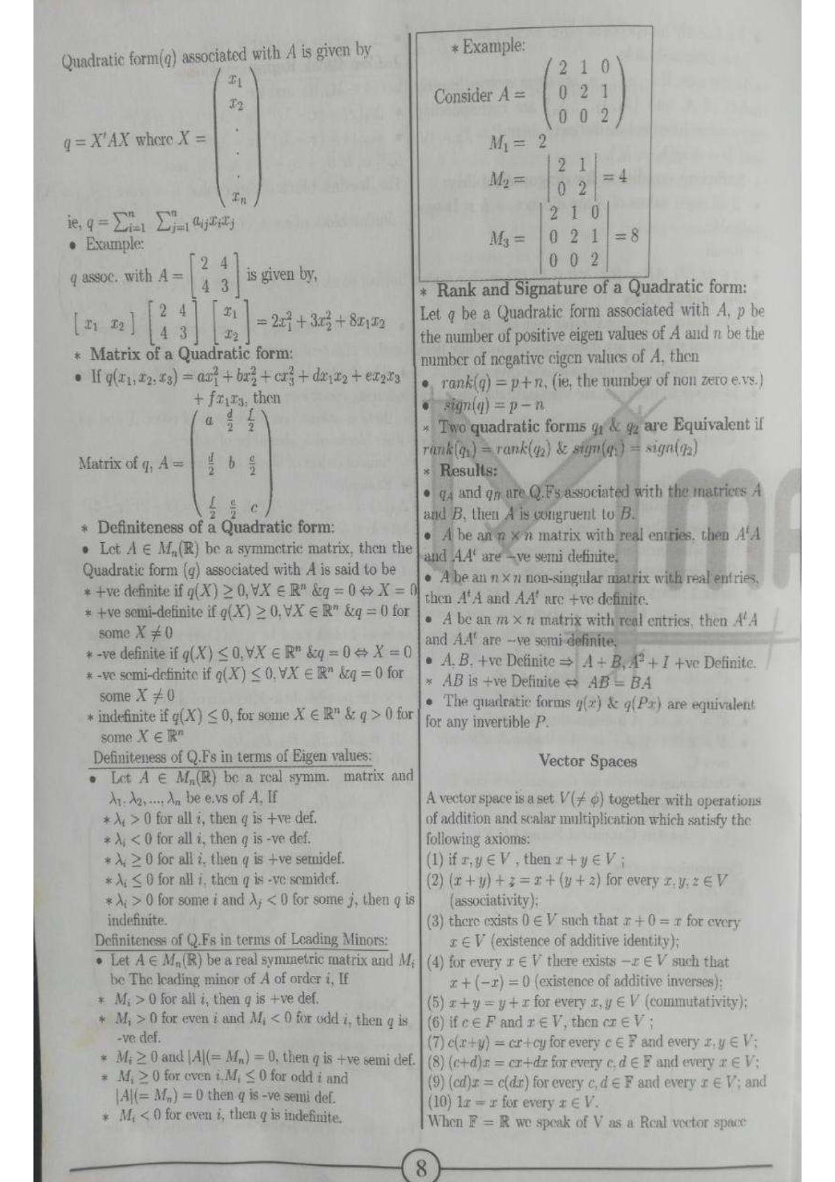 Linear Algebra- Last Hour Revision(7) - Msc. Maths - Studocu