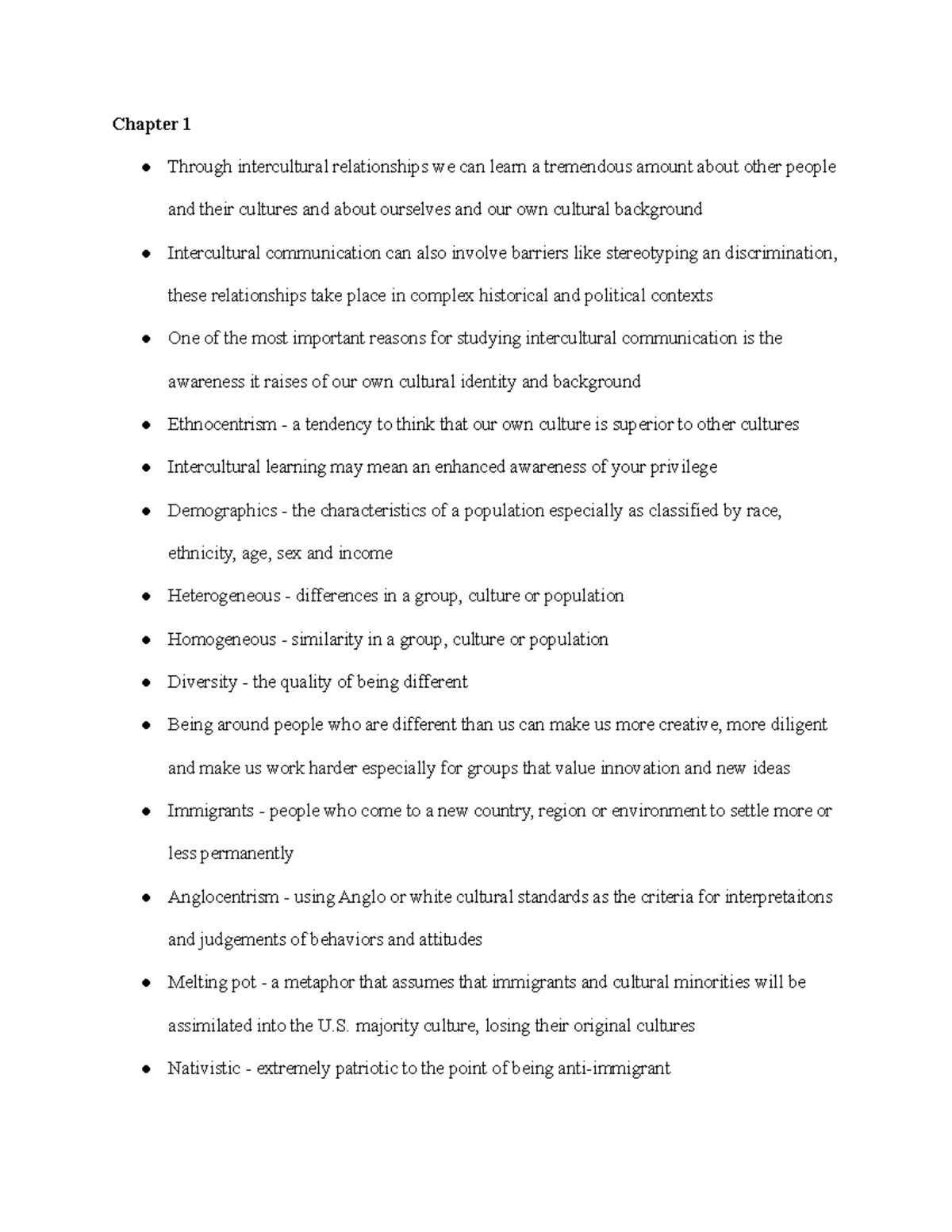 Intercultural Communication Chapter 1 Notes - Chapter 1 Through ...
