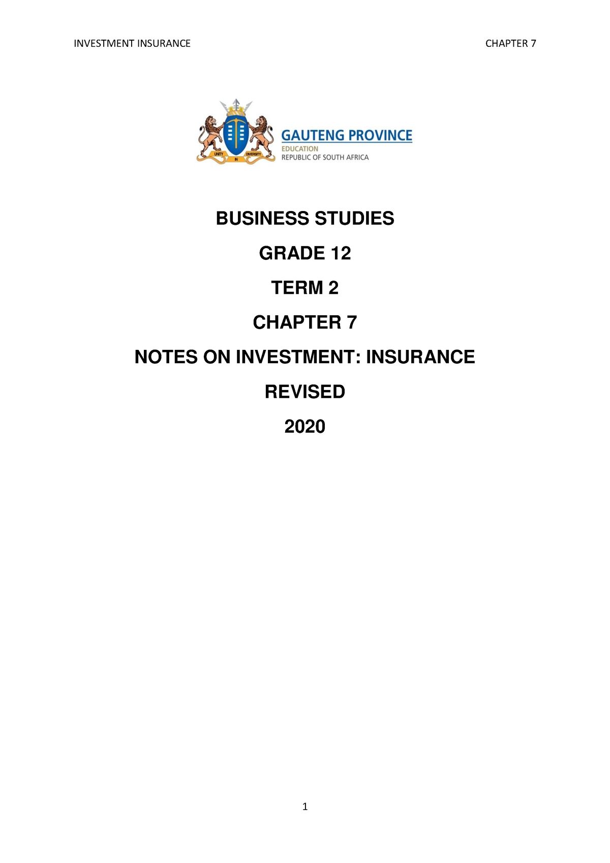 insurance essay grade 12 business studies