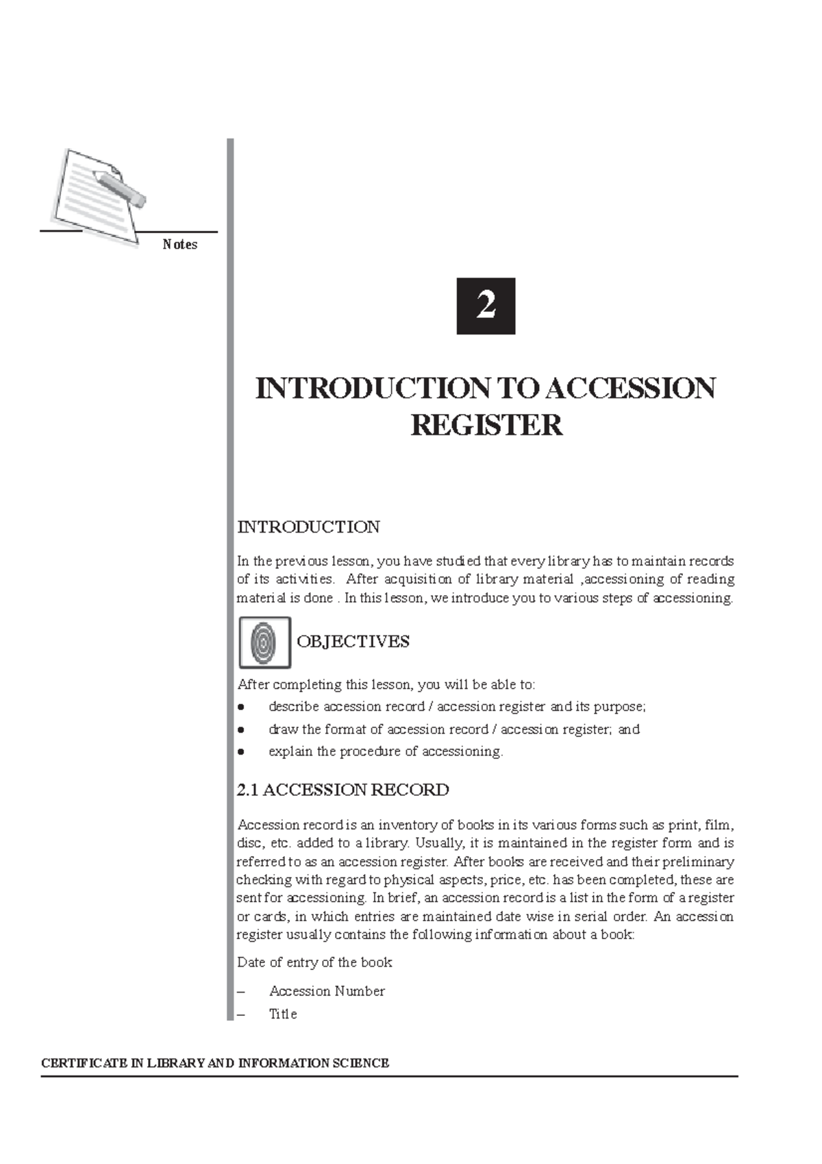 Acceession register - This material helpful in this course - 22 ...
