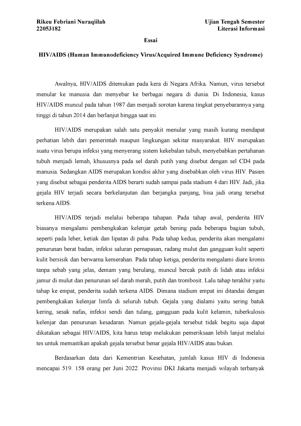 contoh essay hiv aids