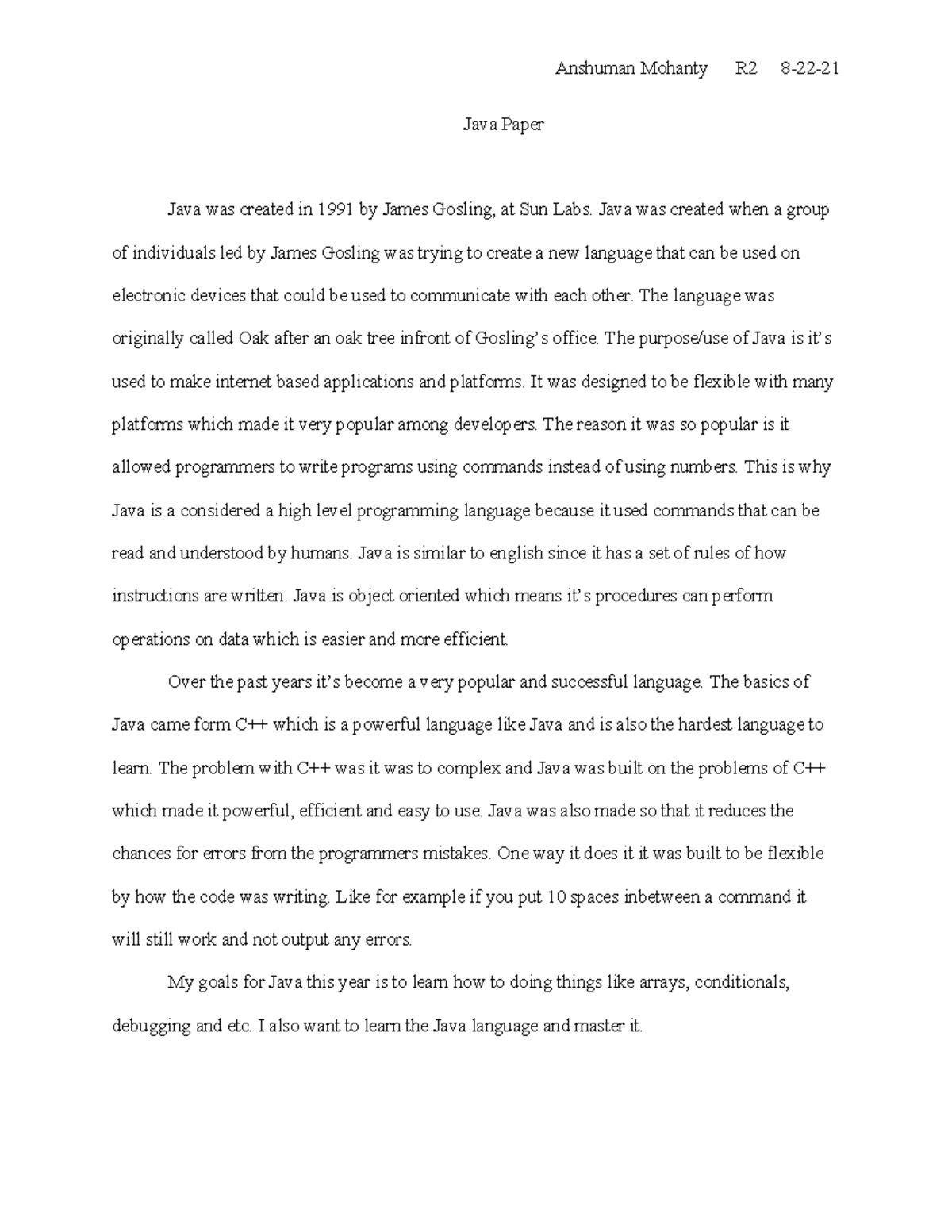 Anshuman Mohanty - Paper - Anshuman Mohanty R2 8-22- Java Paper Java ...