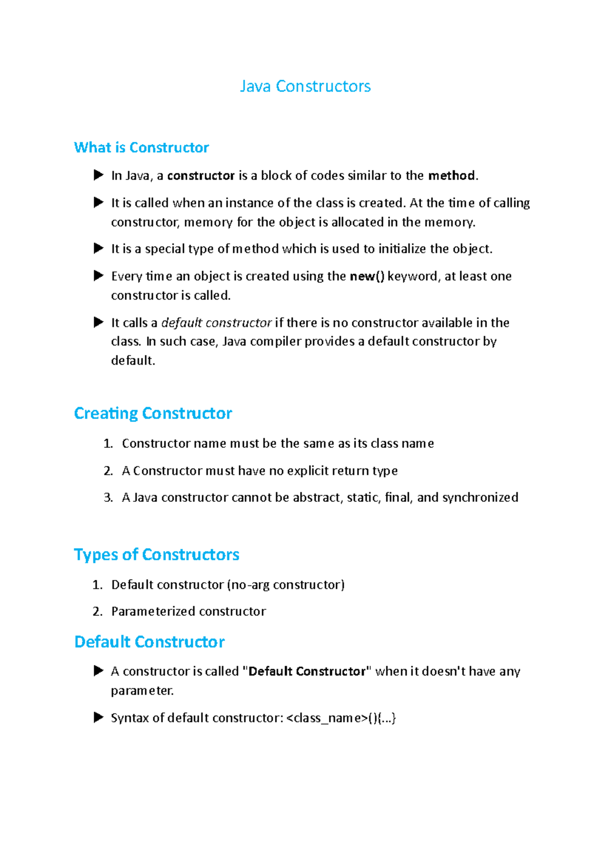 Java constractors - Java Constructors What is Constructor In Java, a ...