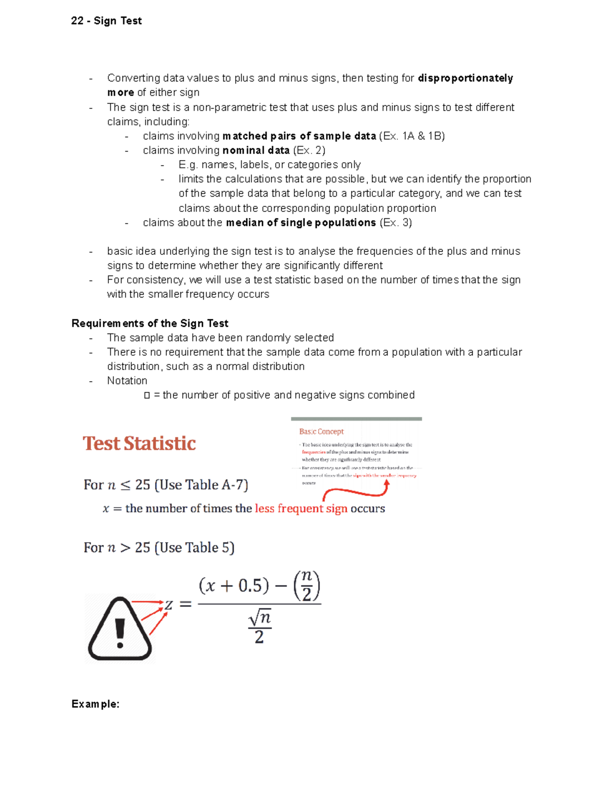 Lecture 21 - Sign Test - 22 - Sign Test - Converting data values to ...