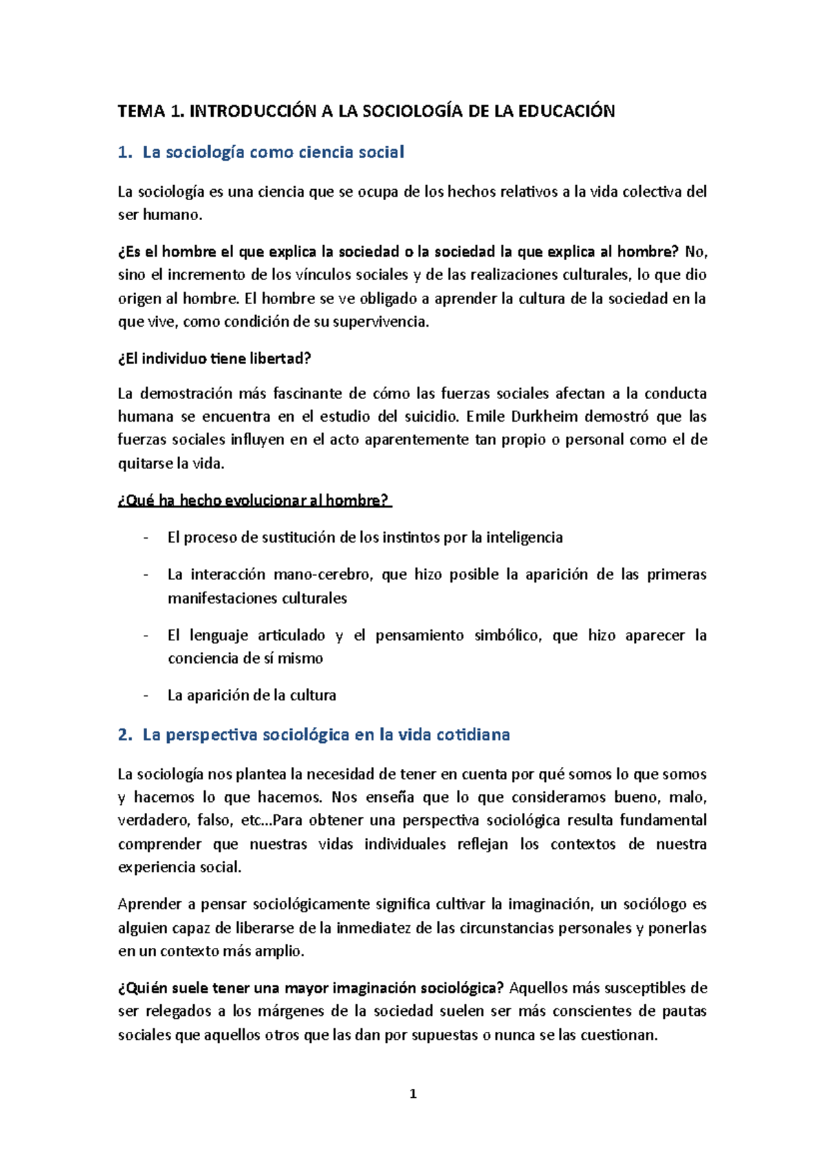 TEMA 1 - Resúmnes tema 1,de sociología e la educación - TEMA 1 ...