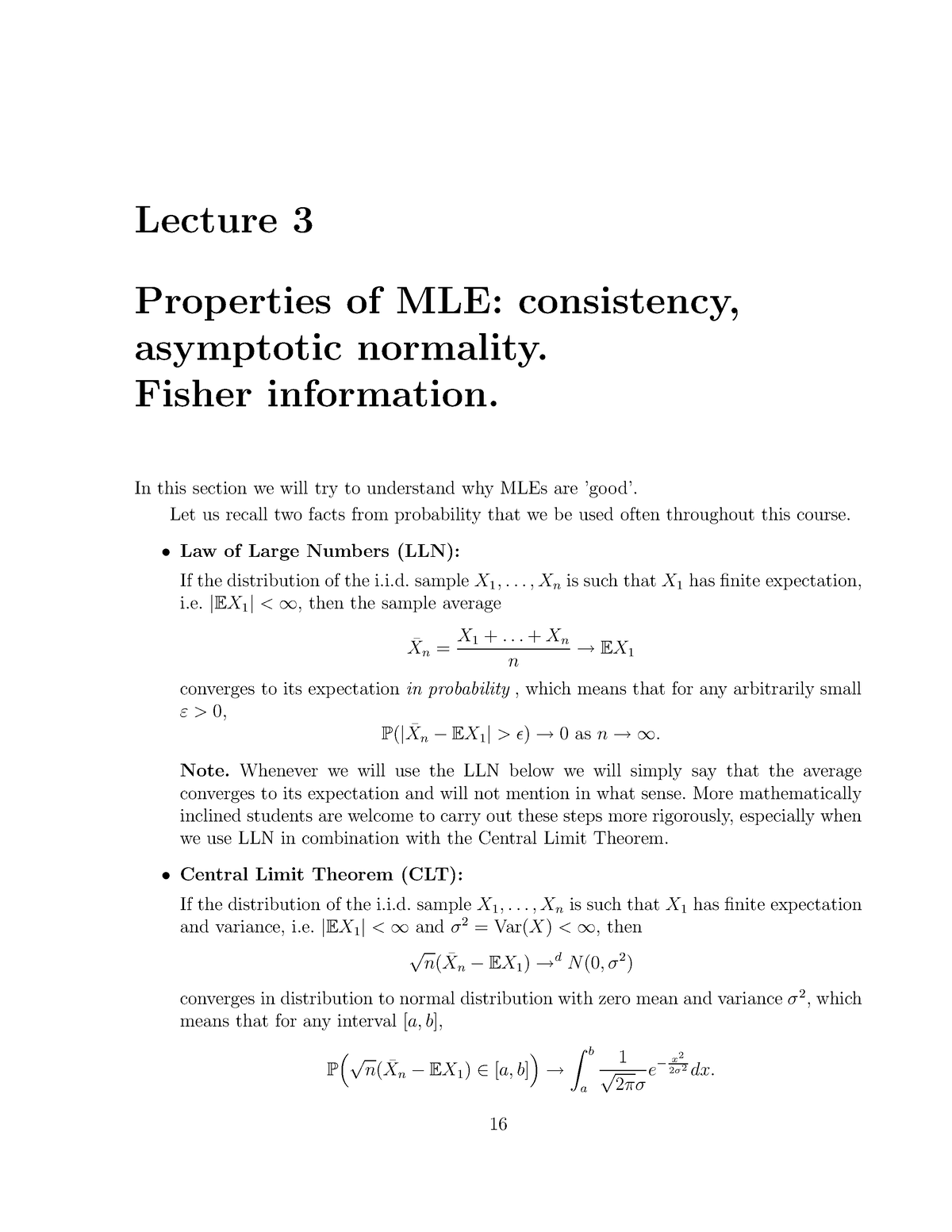 Lecture 3-Properties Of Maximum Likelihood Estimators - Lecture 3 ...