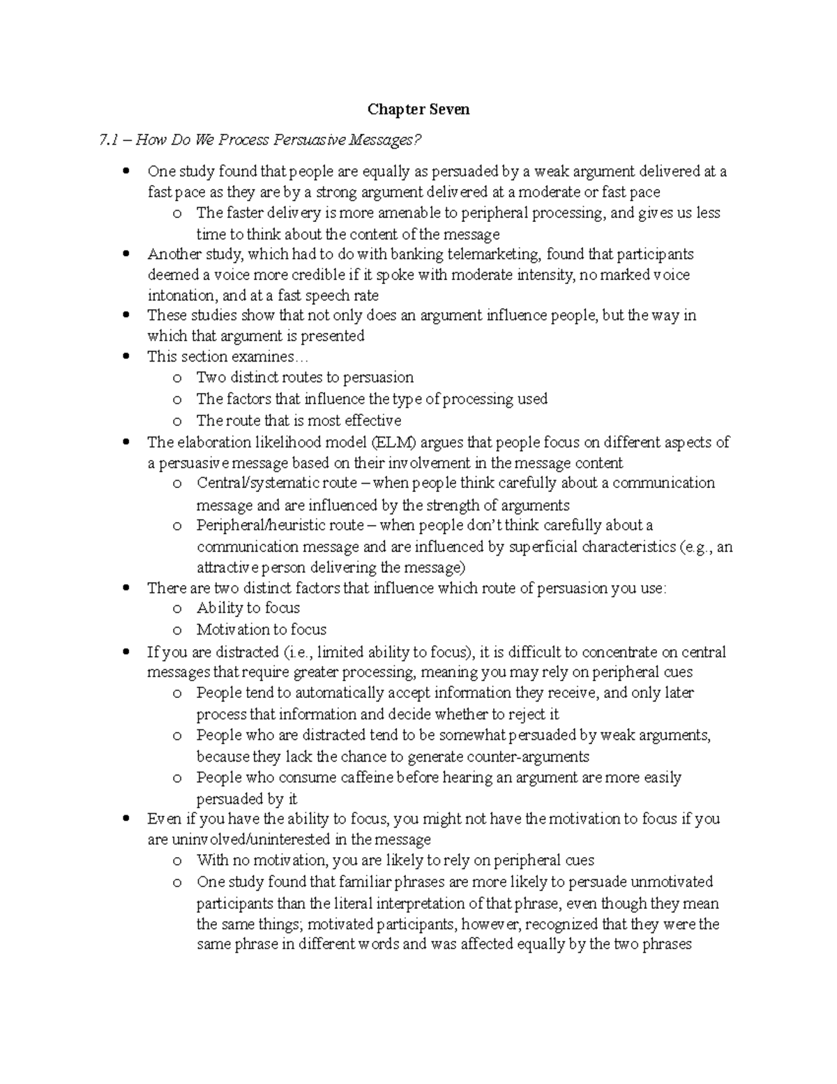 Chapter 7 - Persuasion - Summary Introduction to Social Psychology SFW ...