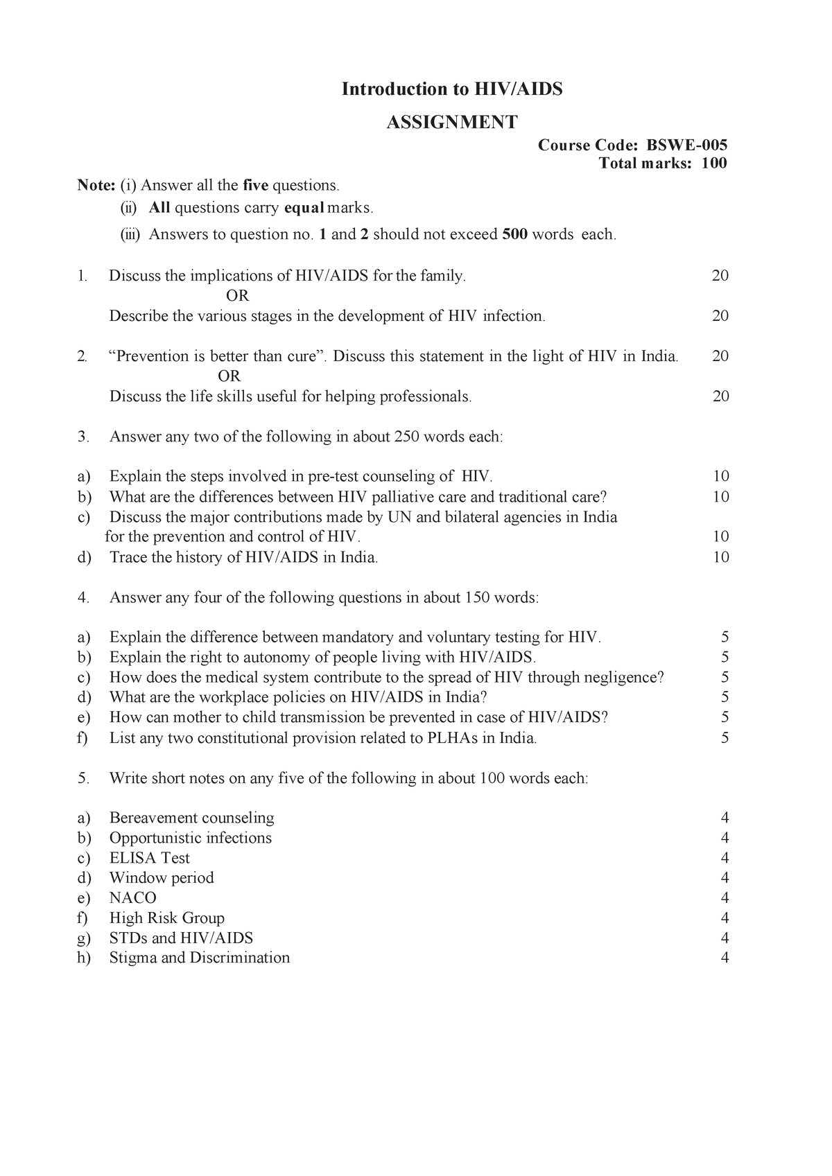 aids introduction for assignment