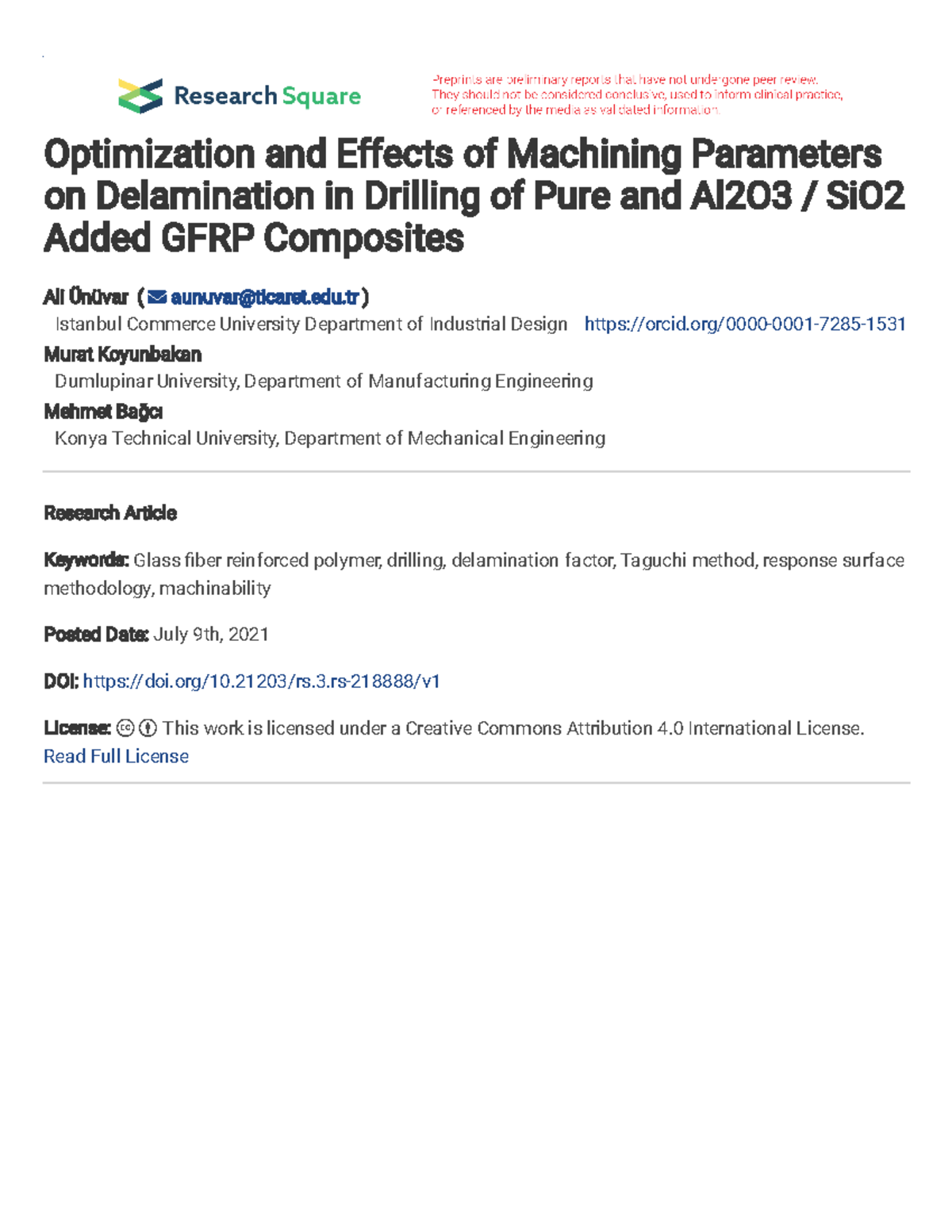 Optimization And Effects Of Machining Pa - Optimization And Effects Of ...