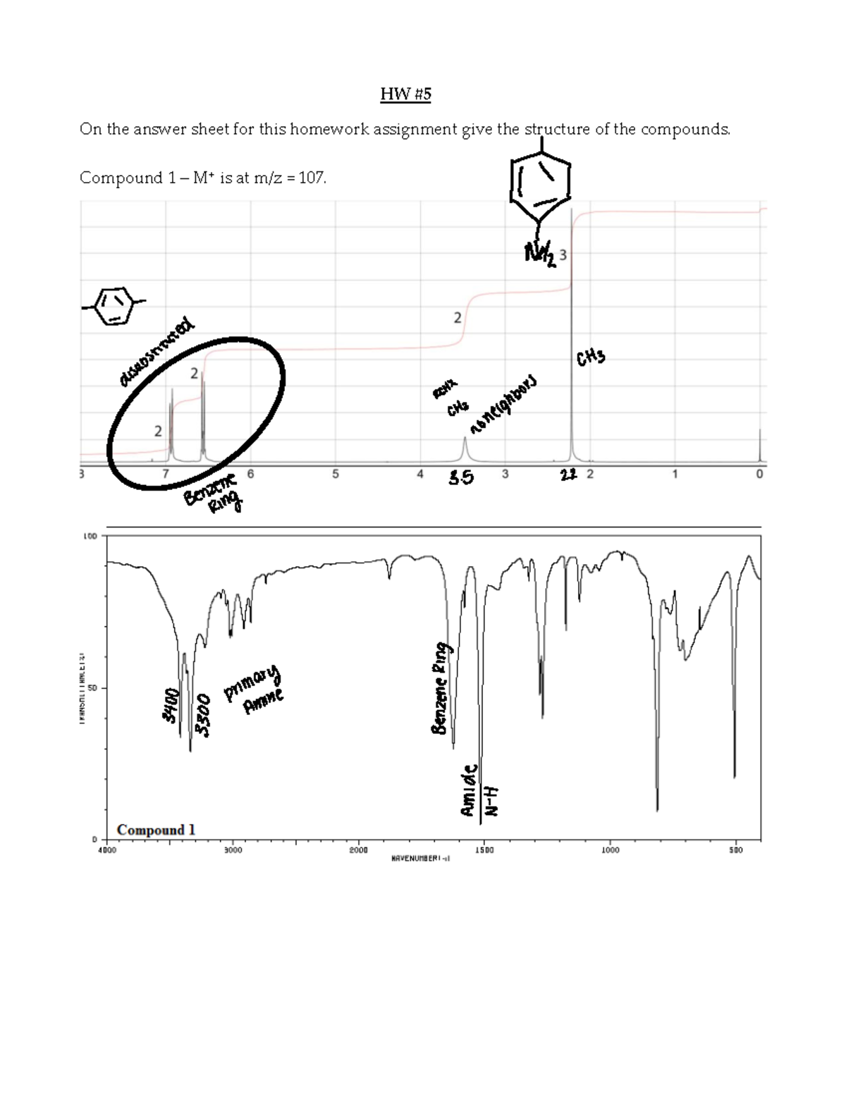 CHEM231 Spectroscopy Homework with Answers **HW 5 ** On the answer