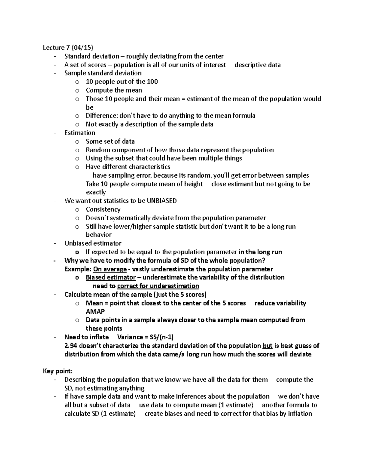 COGS 14B Lecture 7 - Lecture 7 (04/15) - Standard deviation – roughly ...