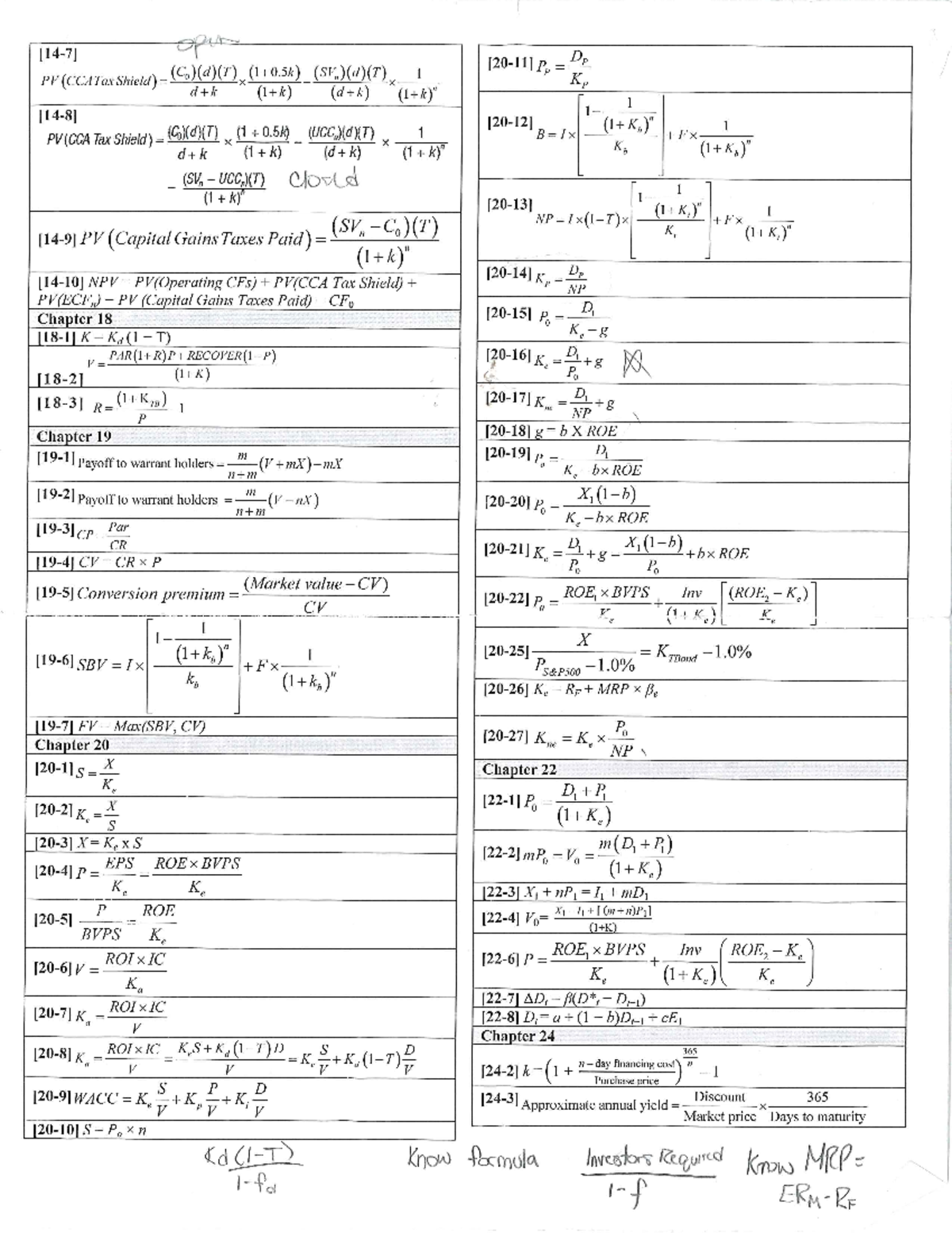 Formula Sheet - Complete - Fnce 3227 - Studocu