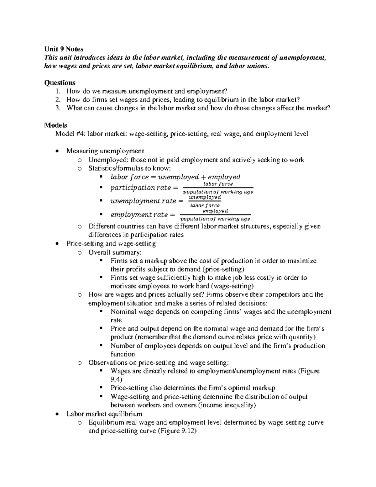 U9Notes Unit 9 notes for exam Unit 9 Notes This unit introduces