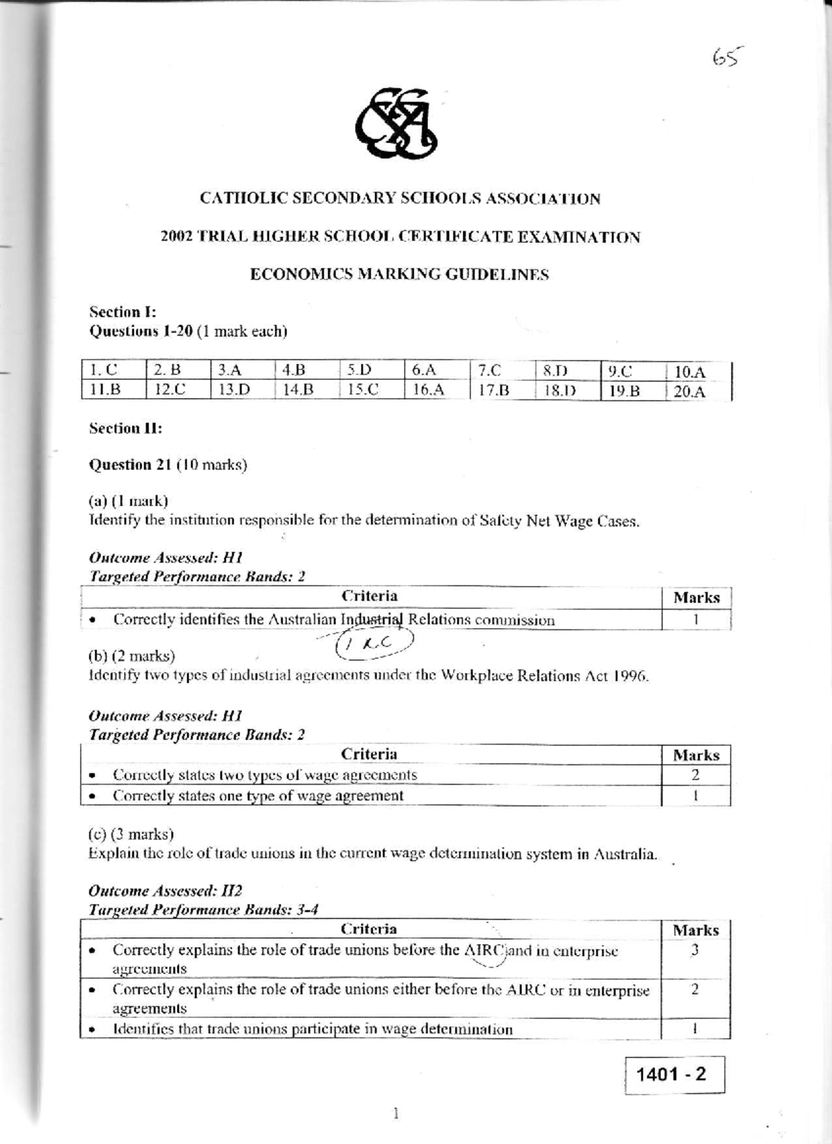 CSSA 2002 Economics Trials (Solutions) - bS ECONOMICS MARKING GUIDEI ...