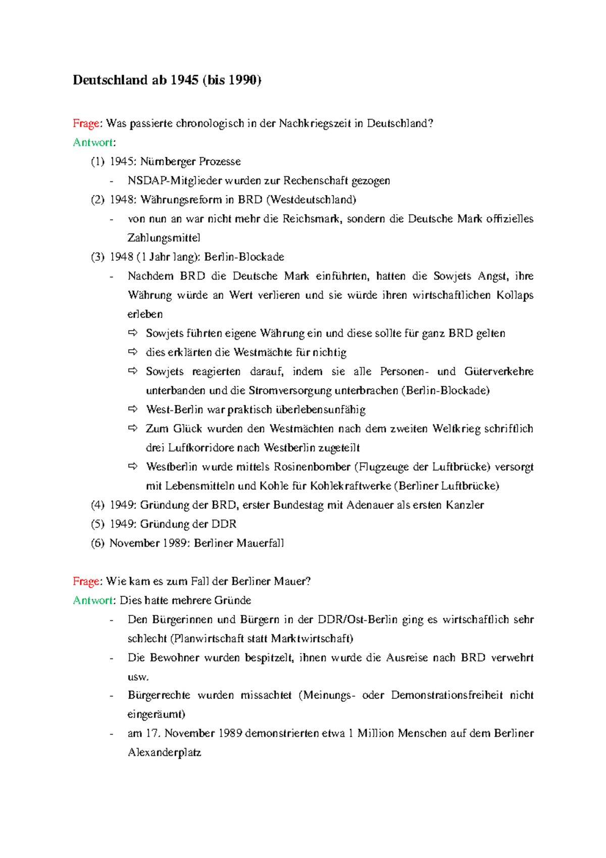 Deutschland Nach 1945 Zusammenfassung Deutschland ab 1945 - Zusammenfassung Der Dreissigjährige Krieg