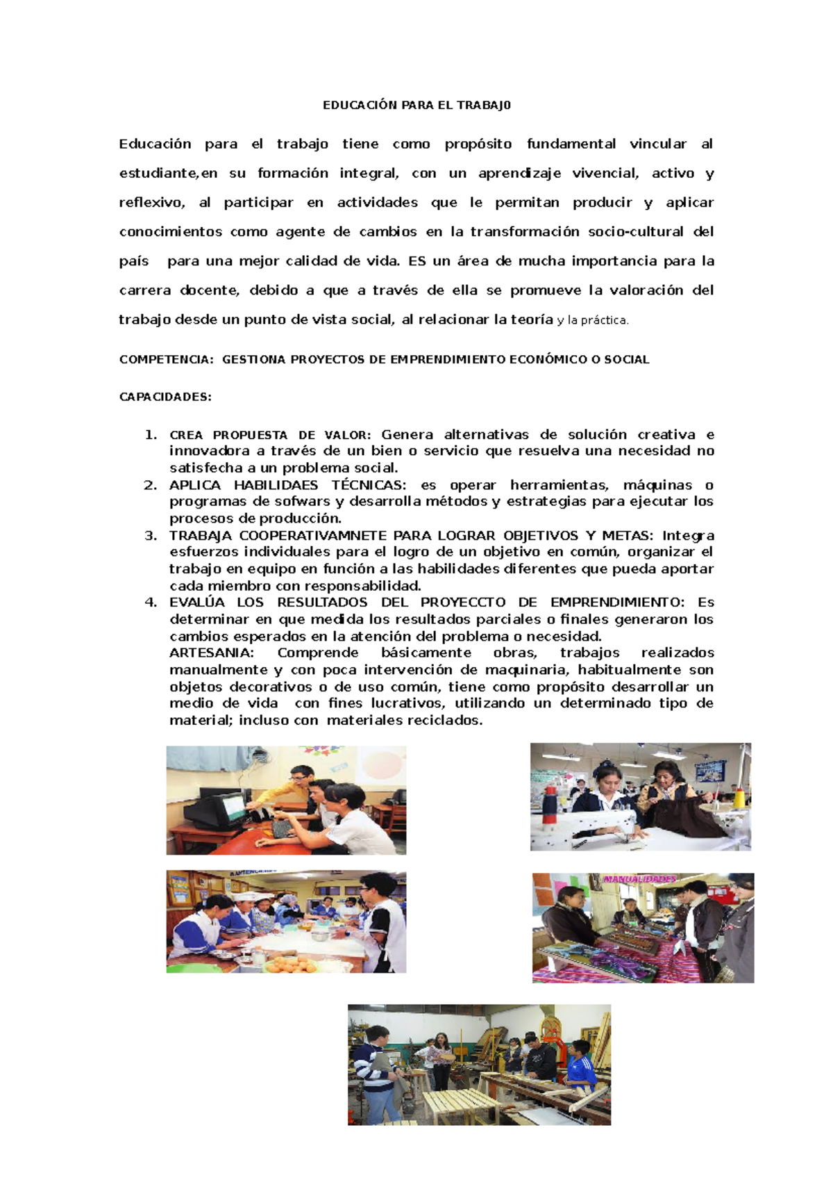 Educación PARA EL Trabajo 1ro y 2do - EDUCACIÓN PARA EL TRABAJ ...