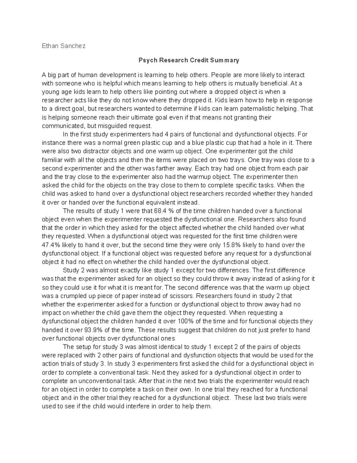 Psych Research Credit Summary - Ethan Sanchez Psych Research Credit ...