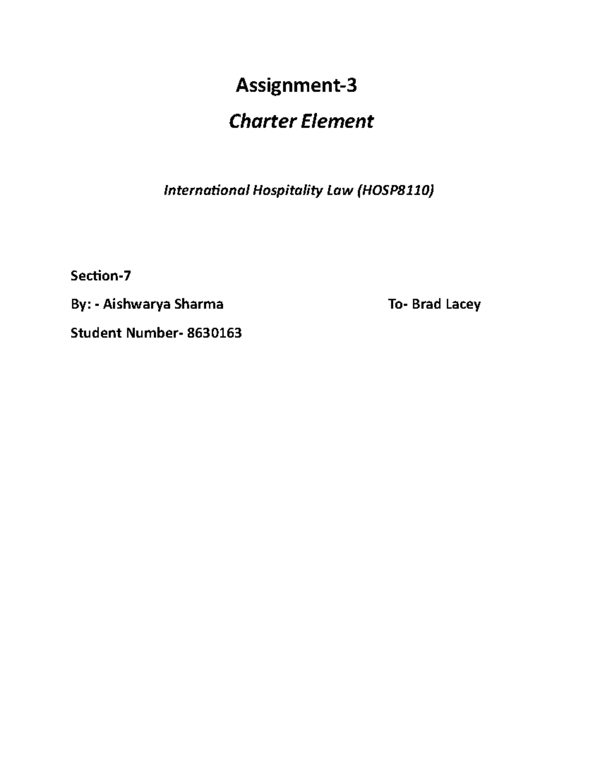 Charter OF Right AND Freedom Assignment Charter Element