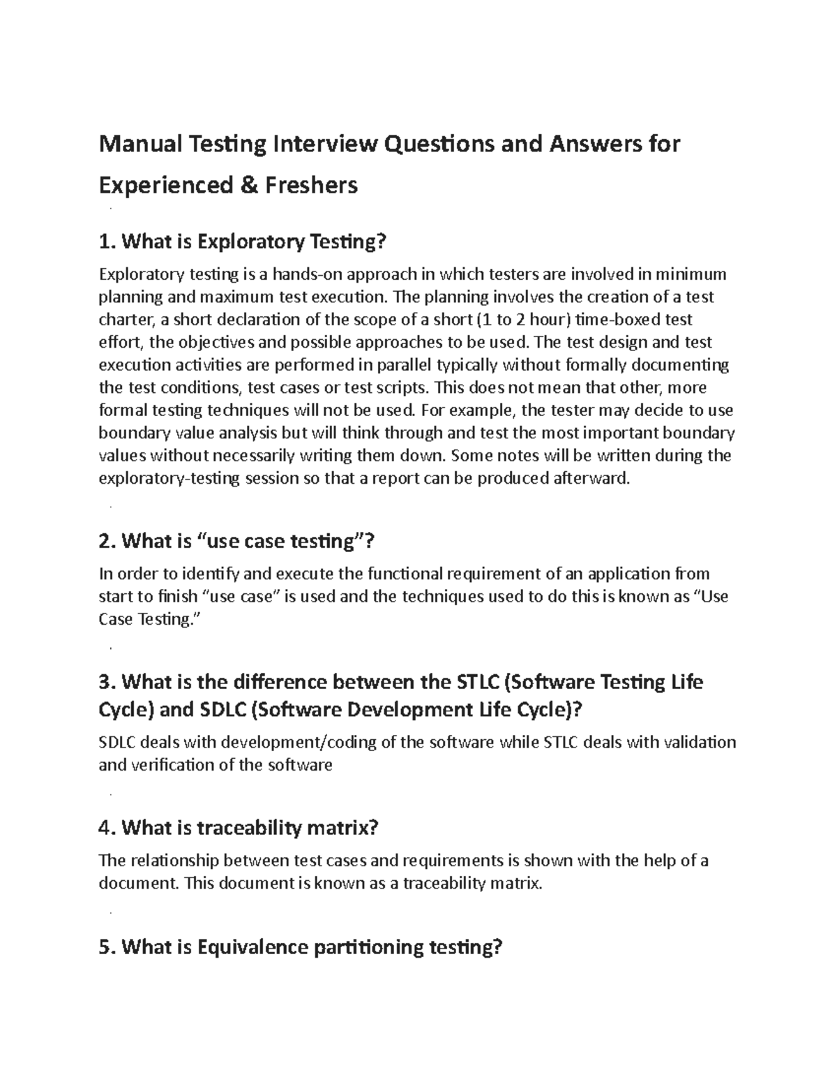 Manual Testing Interview Questions and Answers for Experienced - What ...