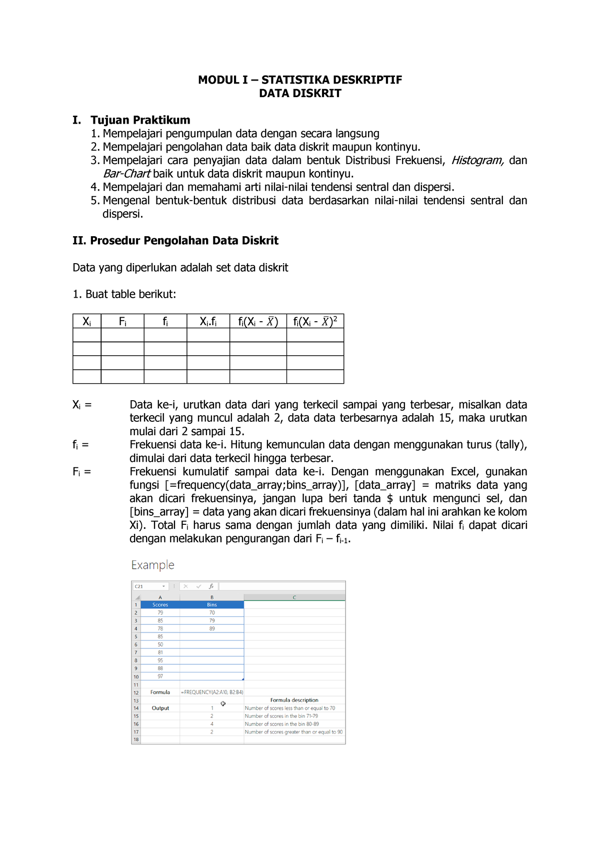 Modul 1 Statistika Deskriptif Data Diskrit - MODUL I – STATISTIKA ...