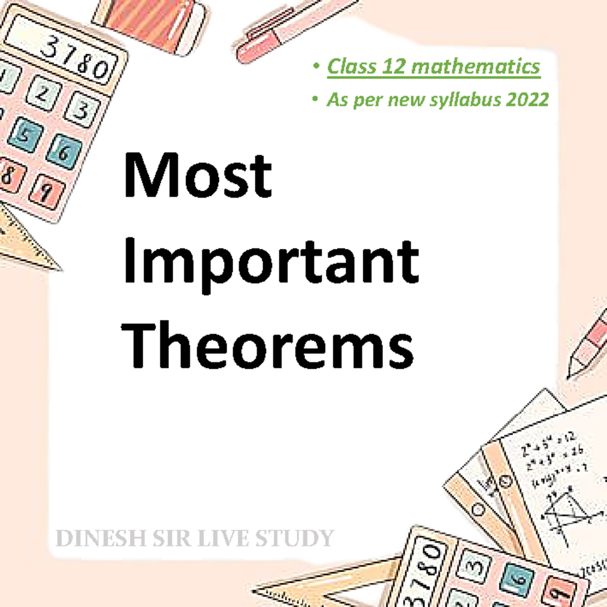 Most important theorem - Most Important Theorems • Class 12 mathematics ...