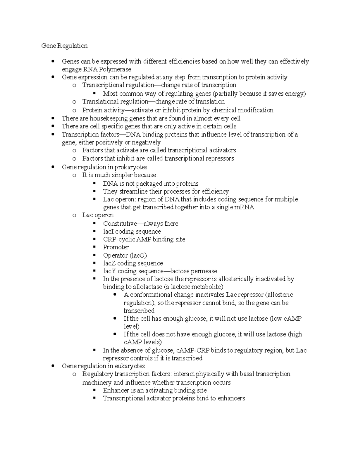 Gene Regulation Lecture notes 9 Gene Regulation Genes can be