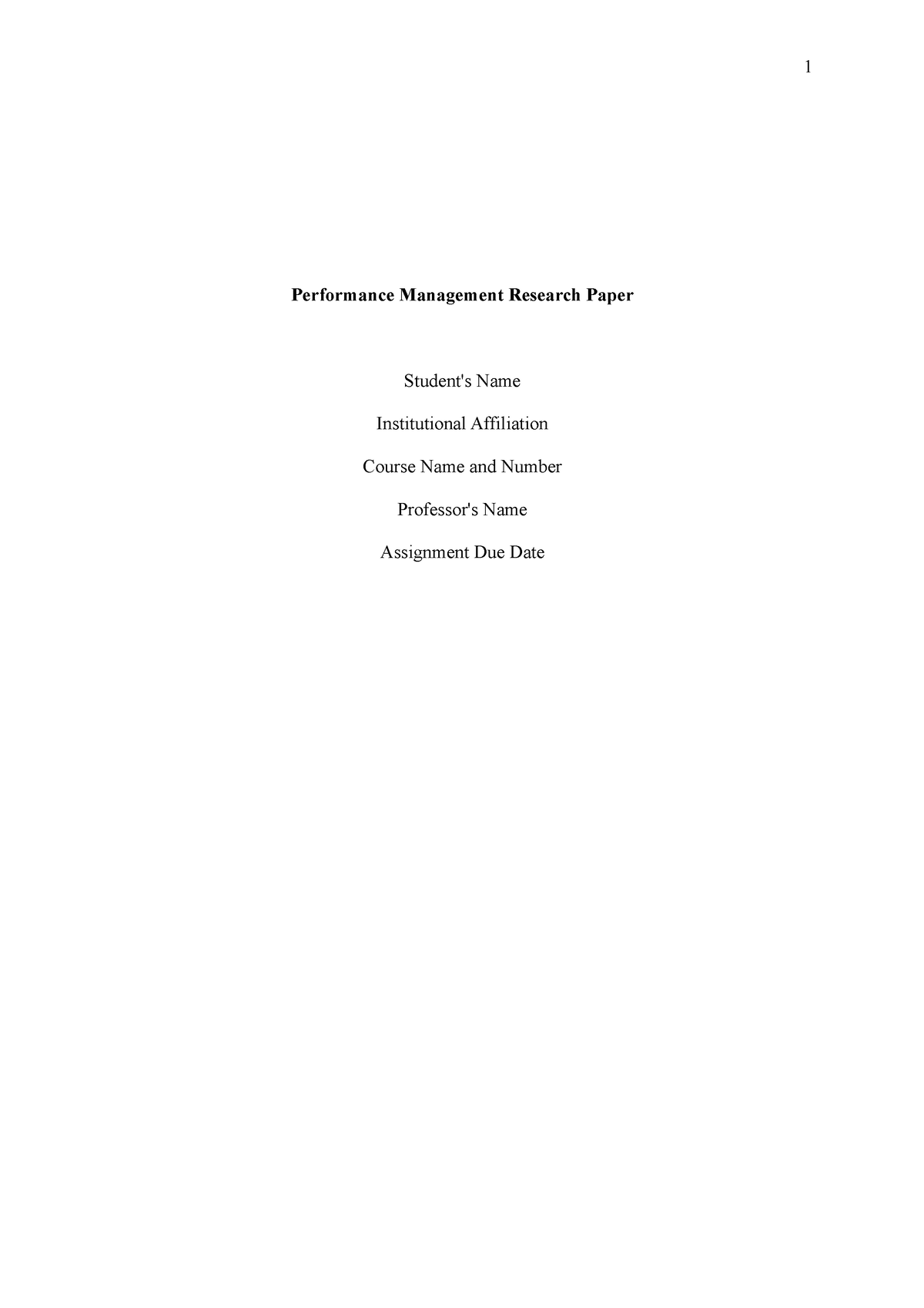 performance management research paper