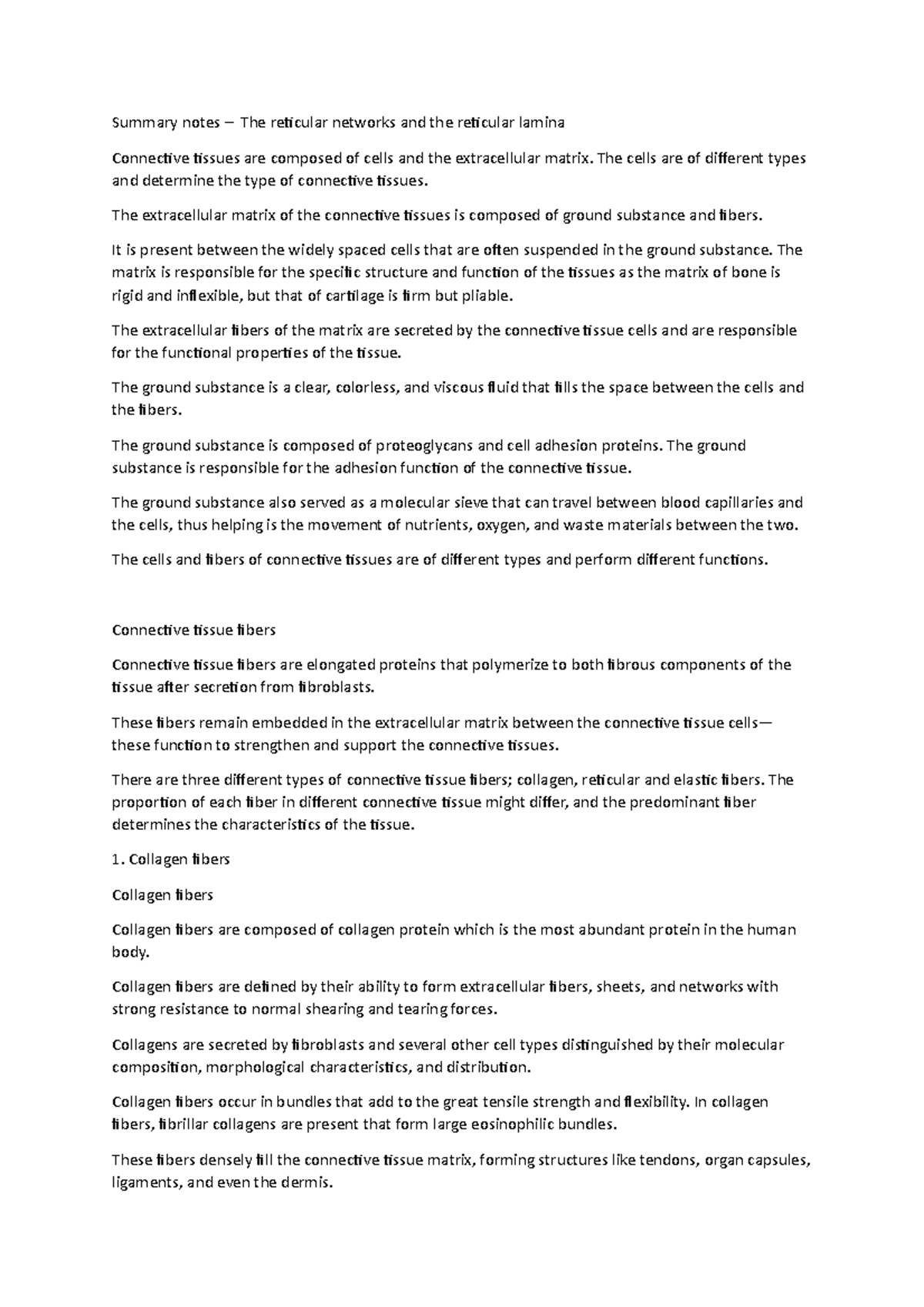 Summary notes – The reticular networks and the reticular lamina - The ...