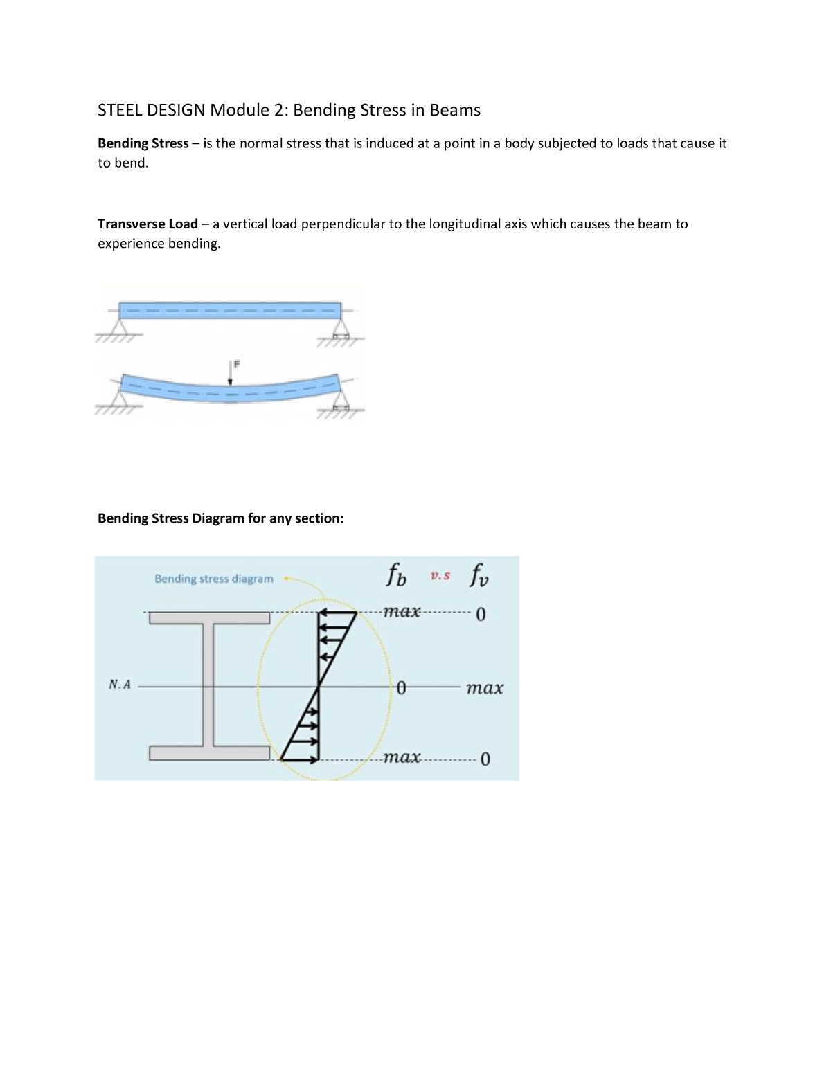 Steel Module 2 - STEEL DESIGN Module 2: Bending Stress In Beams Bending ...