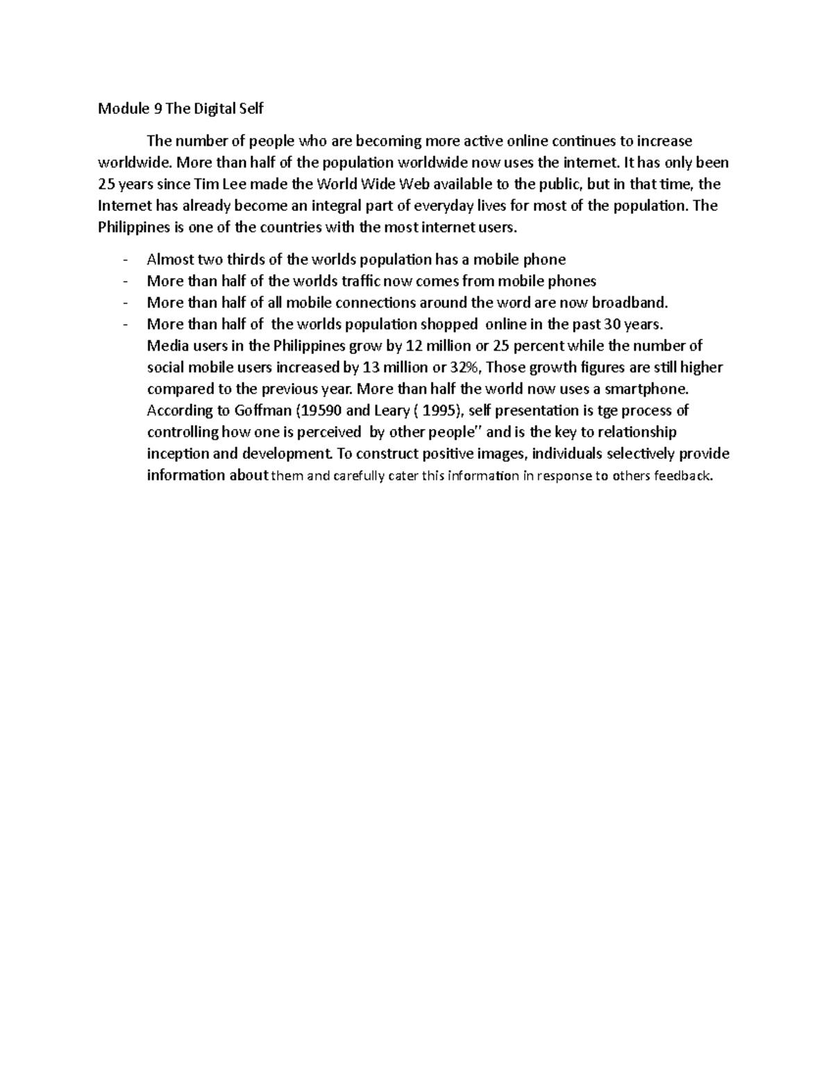 507 903126 Module 9 The Digital Self Module 9 The Digital Self The