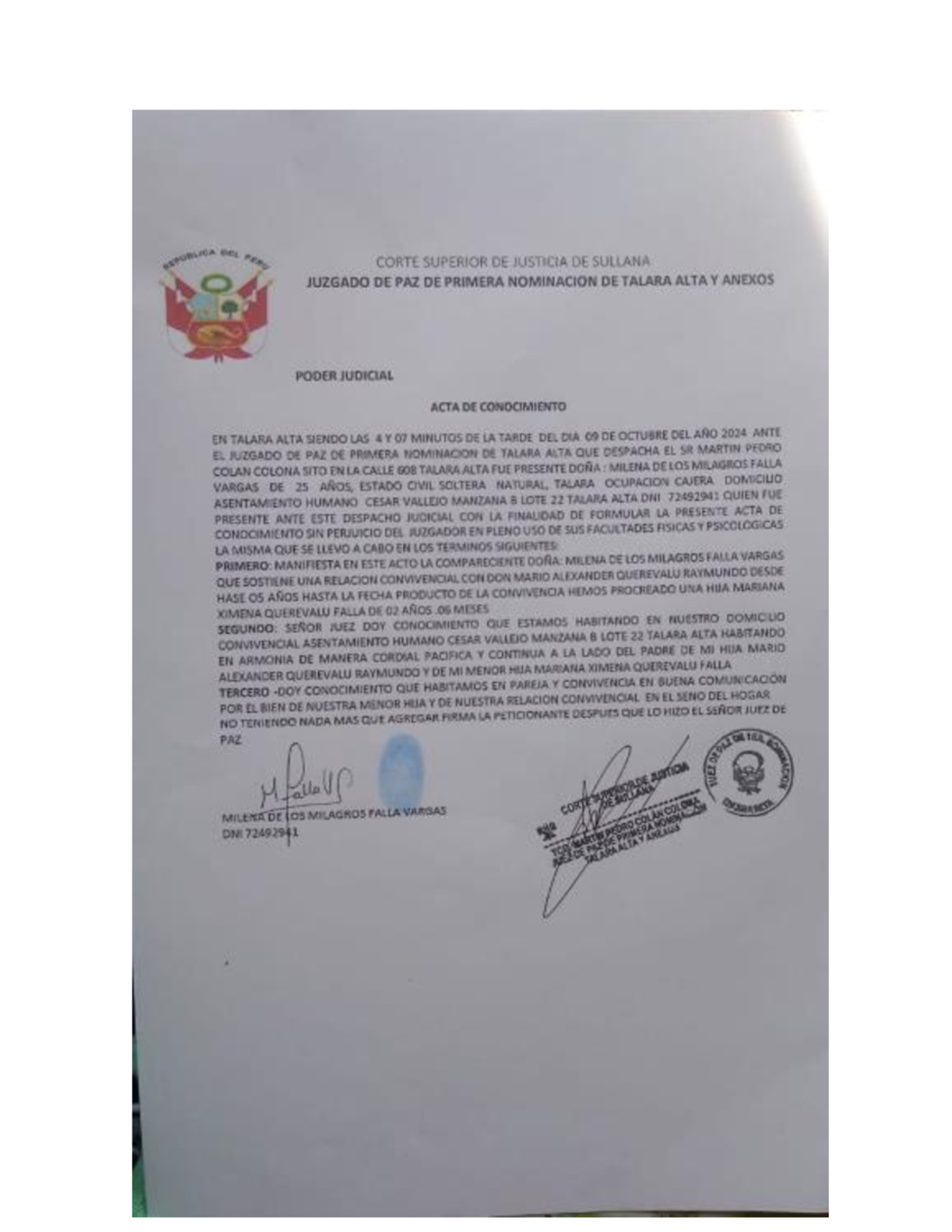 ACTA DE Conocimiento 1 - acta - REPORTION CORTE SUPERIOR DE JUSTICIA DE ...