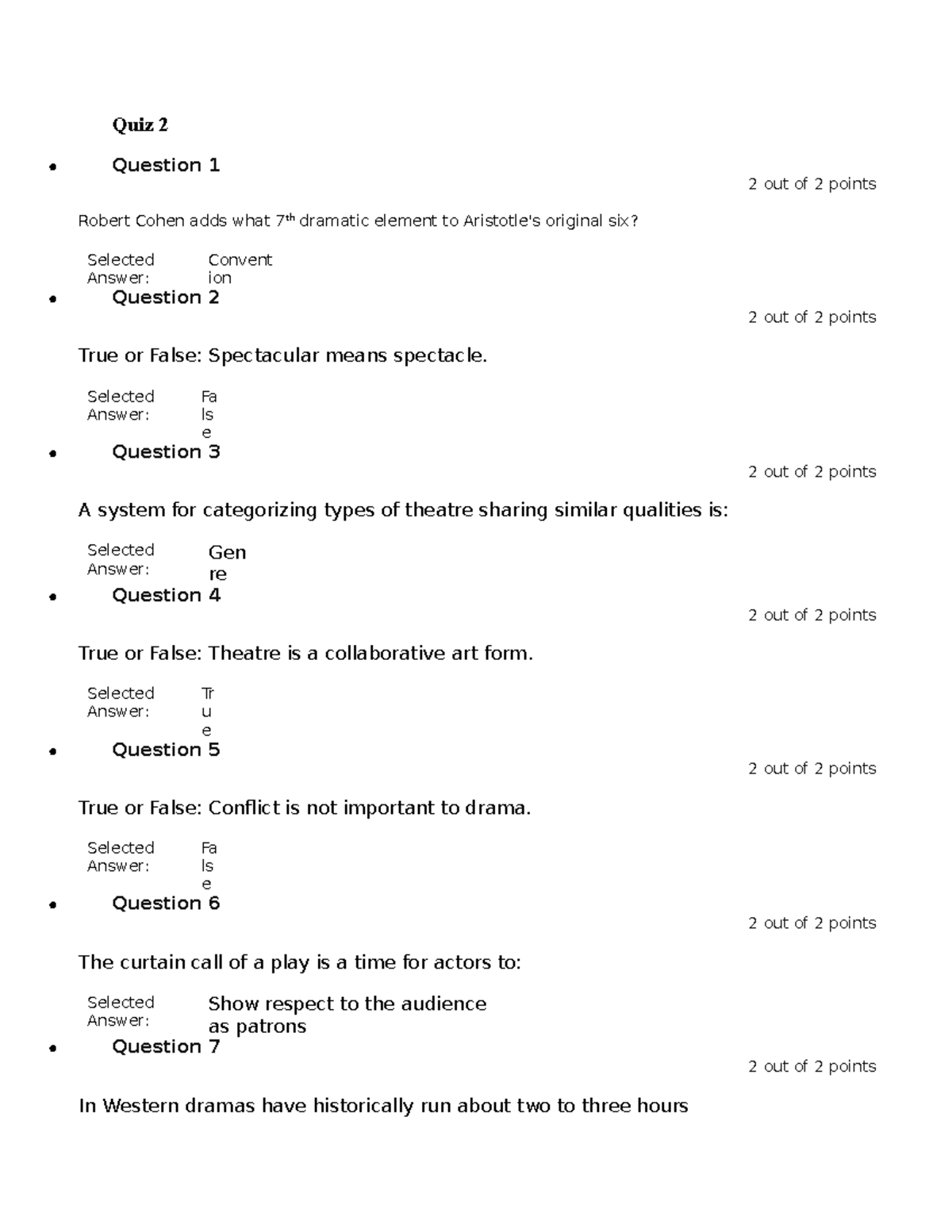 Quiz 2 - Quiz 2 - Quiz 2 Question 1 2 out of 2 points Robert Cohen adds ...