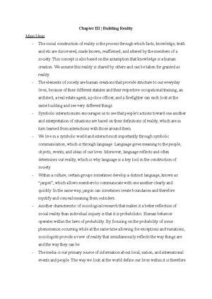 Sociology 101 - Notes for Chapter 4 - Chapter IV | Building Order ...