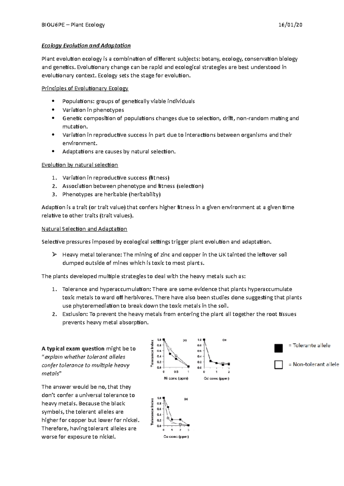 L3 - Ecology Evolution and Adaptation - BIOU6PE – Plant Ecology 16/01 ...