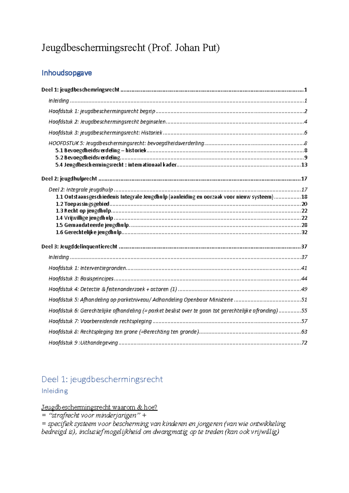 Jeugdbeschermingsrecht Samenvatting Jeugdbeschermingsrecht Prof