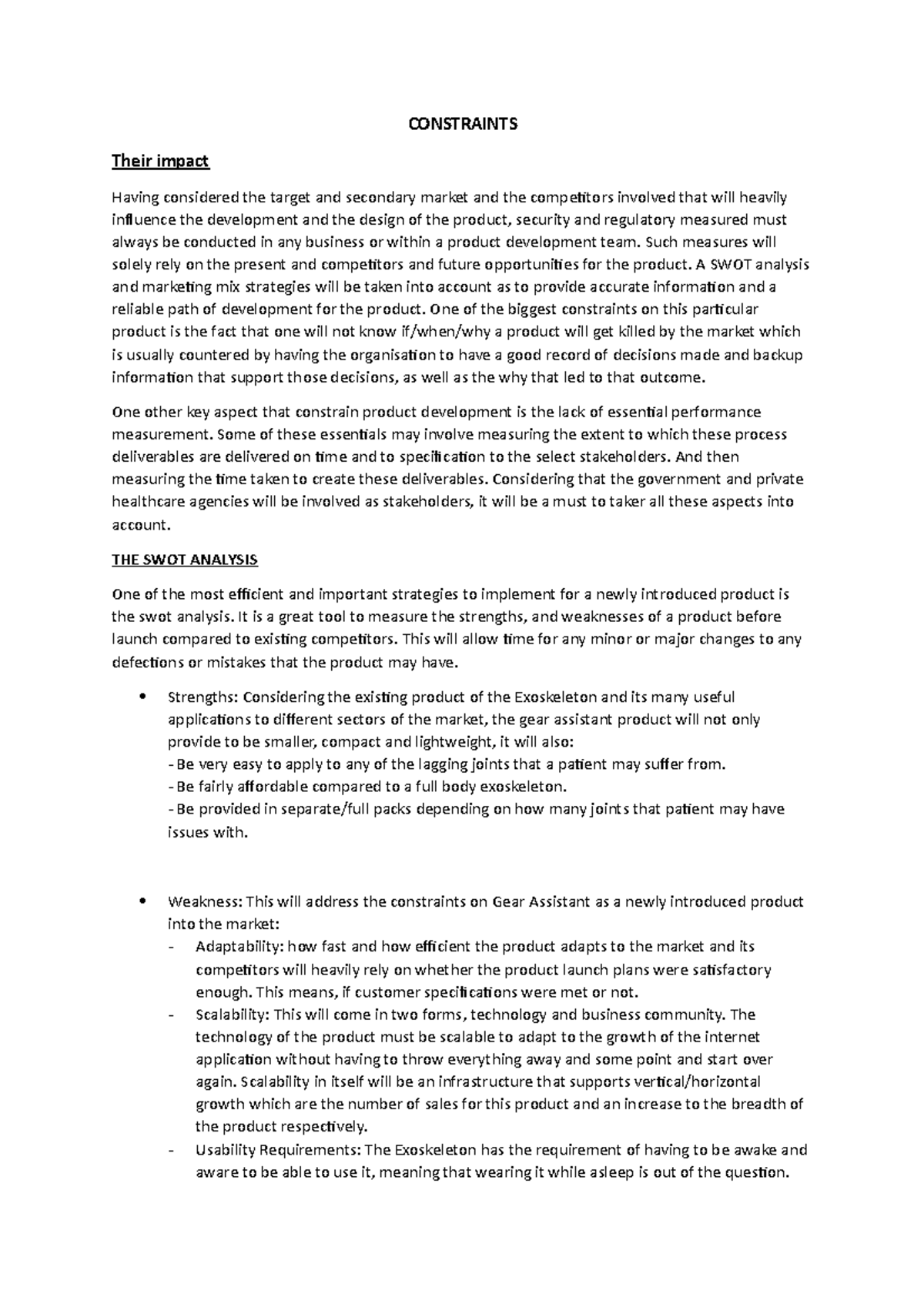Constraints - CONSTRAINTS Their impact Having considered the target and ...