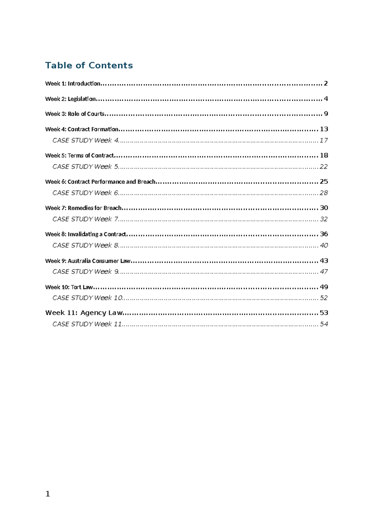 PBL Notes - Table of Contents Week 1: - Studocu