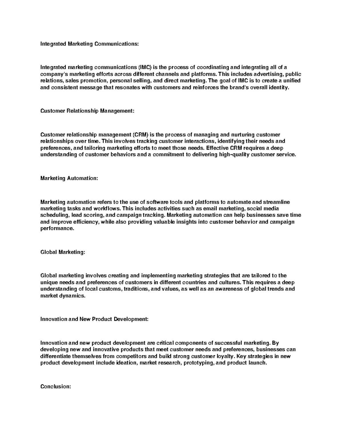 Marketing - This includes advertising, public relations, sales ...