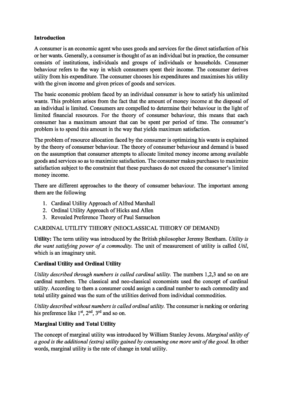 Cardinal Utility Analysis Law Of Diminishing Marginal Utility Law Of 