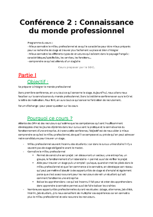 Connaître le milieu professionnel pdf - CONNAISSANCE DU MILIEU