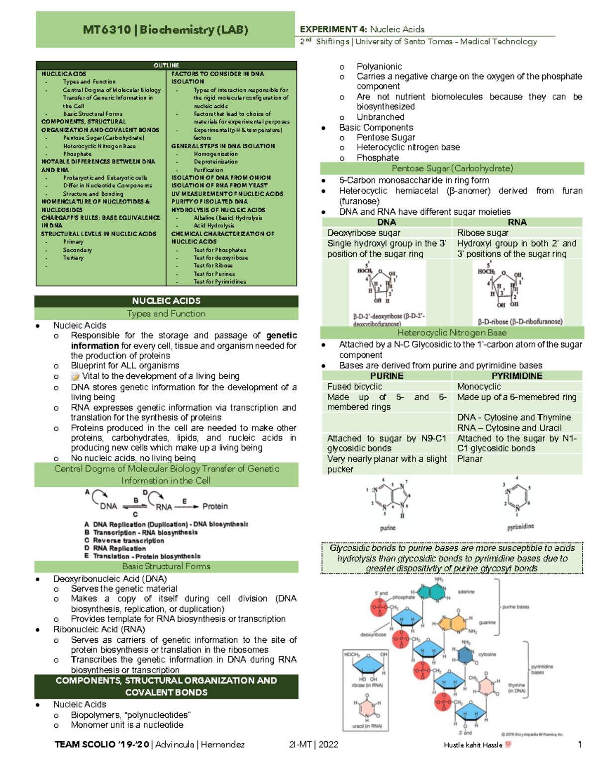 Biochemistry - Laboratory - Week 4 - 2 nd Shiftings | University of ...