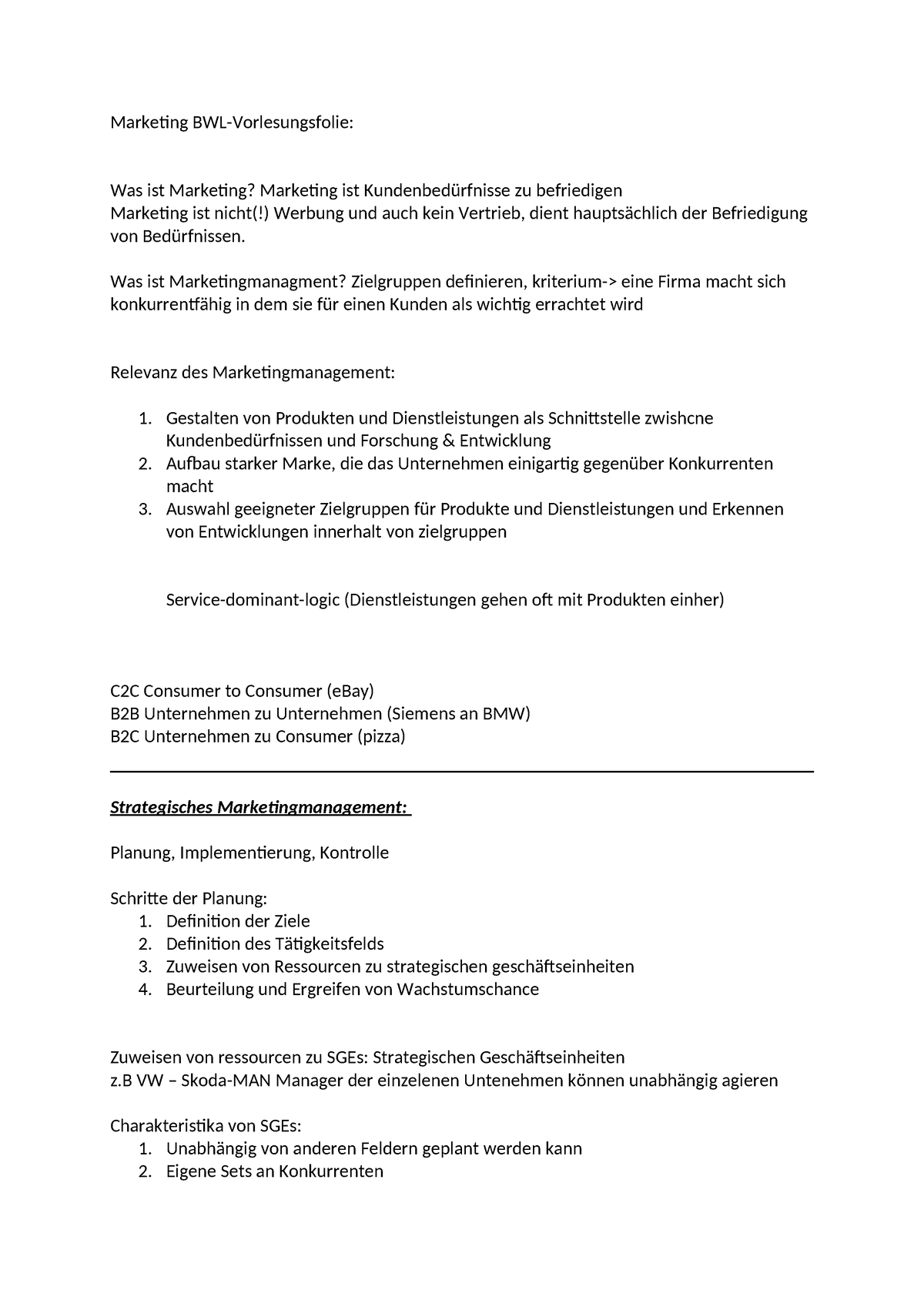 Marketing BWL - Zusammenfassung Grundlagen Der Betriebswirtschaftslehre ...