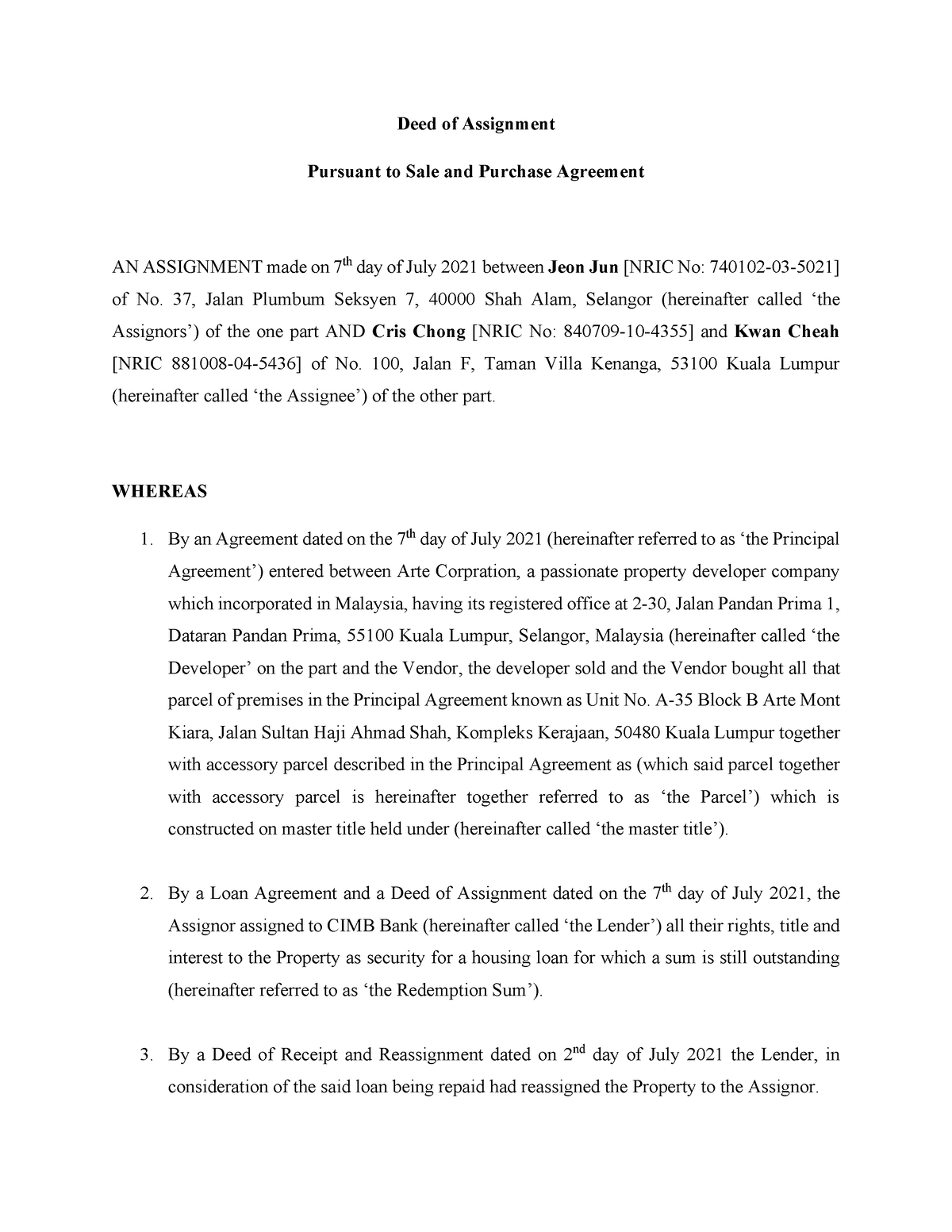 deed of assignment of ip plc