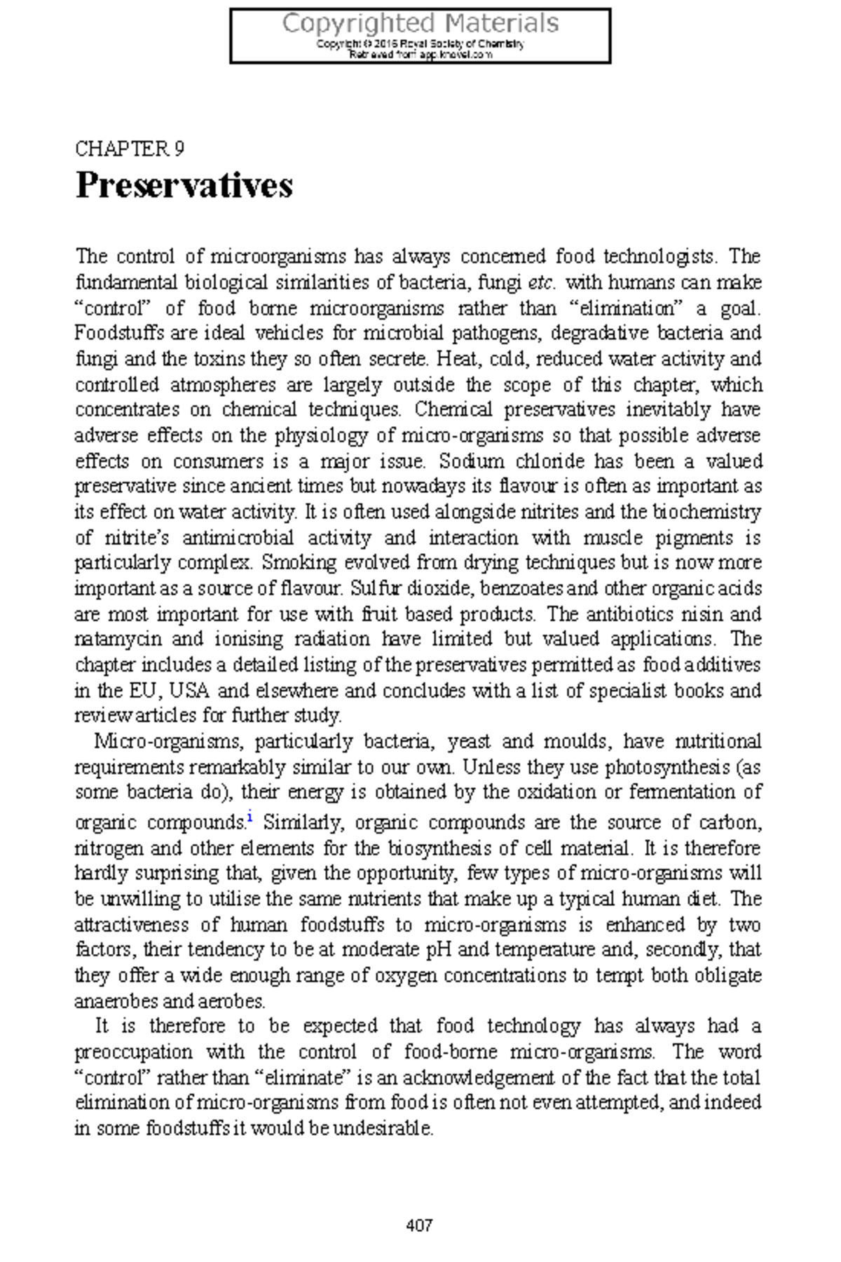 E1-Ch9-Preservatives - CHM2962 - Week 7 - CHAPTER 9 Preservatives The ...