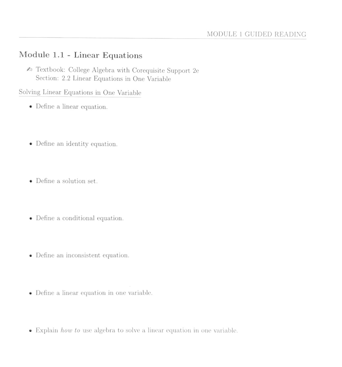 Module 1 - Linear Equations - MAT 1073 - Studocu