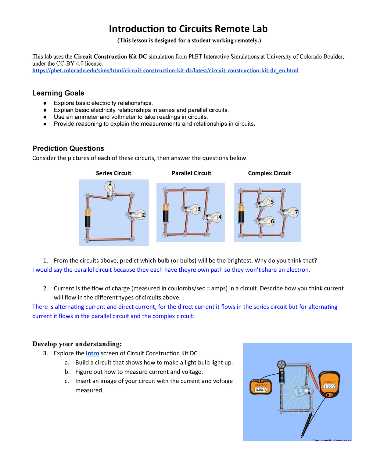 Circuit Construction Kit: DC - Virtual Lab - Series Circuit, Parallel  Circuit