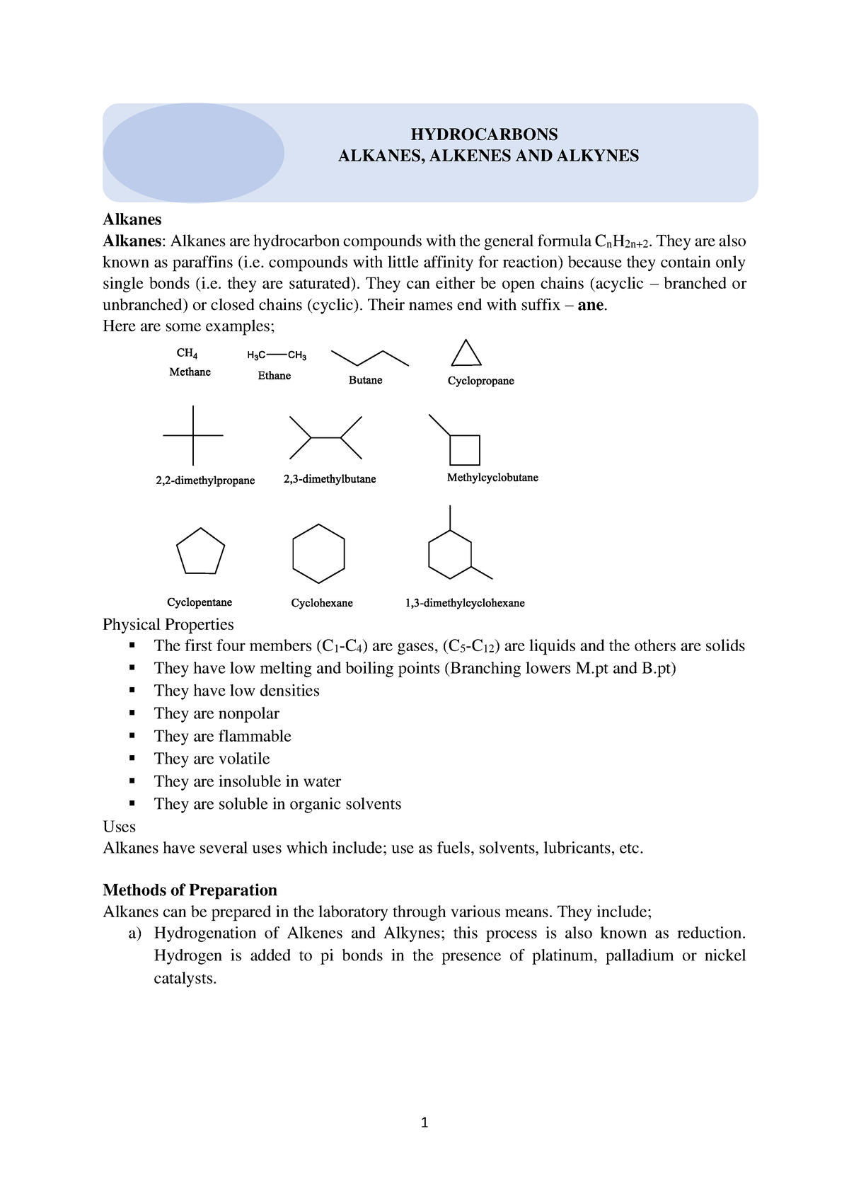 Hydrocarbons, Alkanes, Alkenes, Alkynes - HYDROCARBONS ALKANES, ALKENES ...