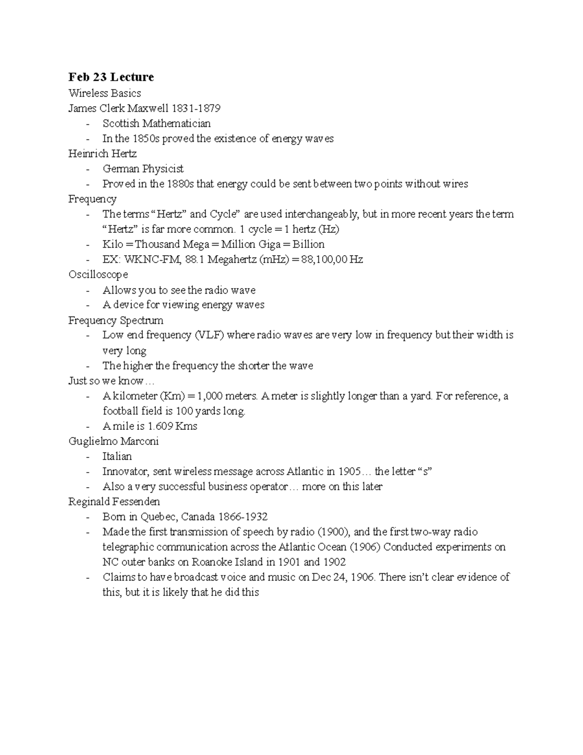 COM 250 Feb 23 Lecture Taught by Edward Funkhouser Feb 23 Lecture Wireless Basics James