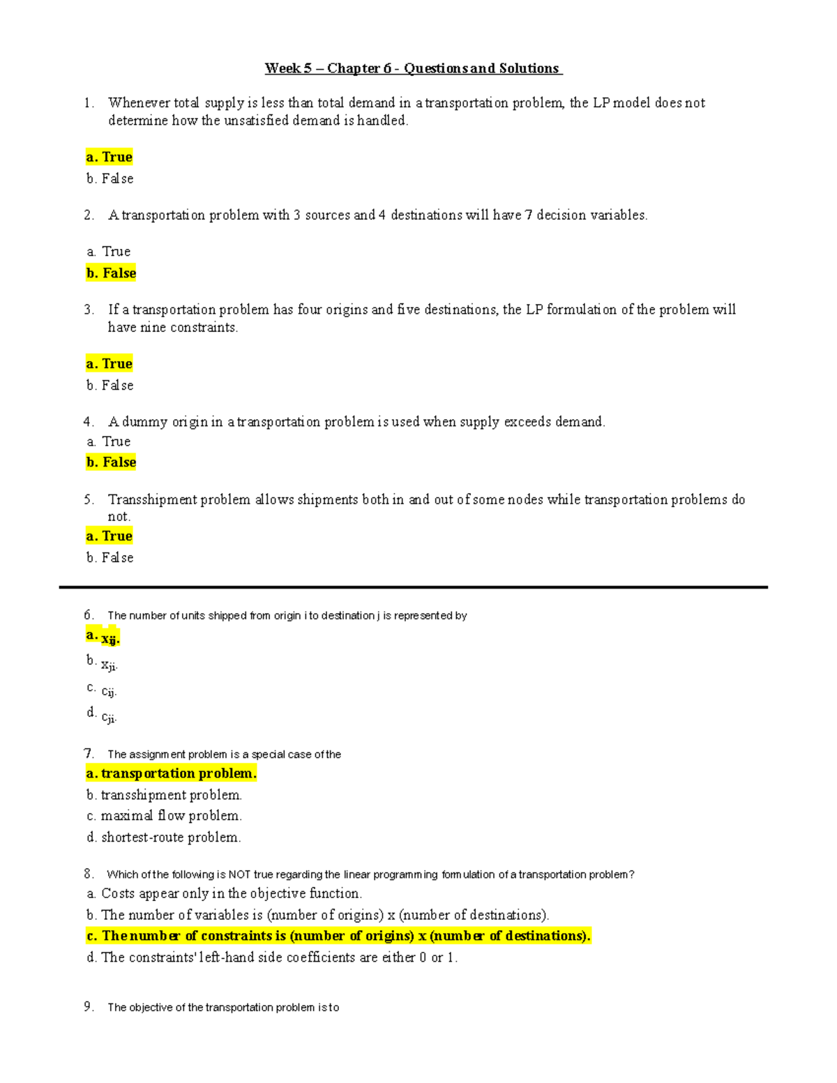 Week 5 Chapter 6 Solutions Week 5 Chapter 6 Questions and